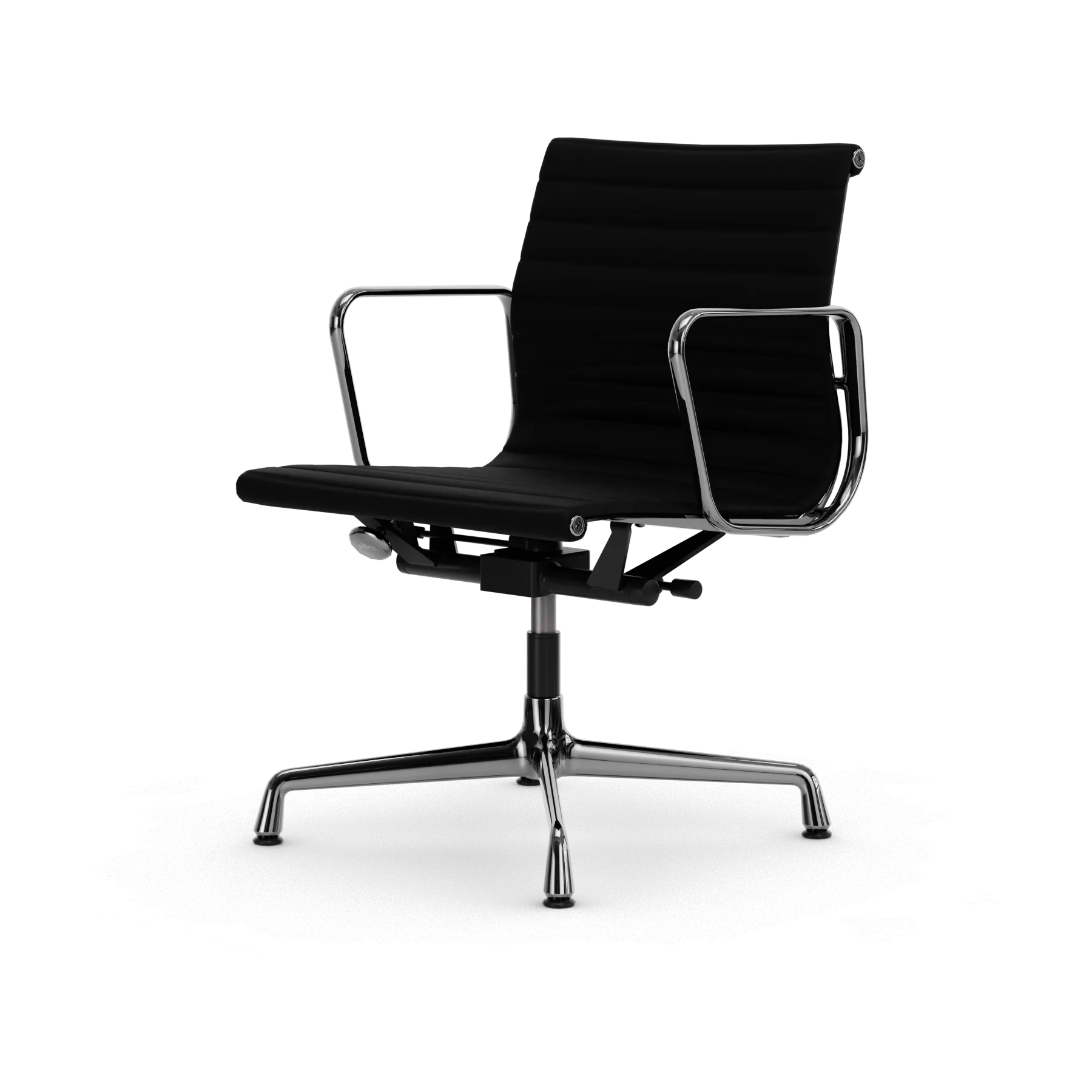 EA132 Aluminium Chair kontorsstol felt glides, 66 nero leather L50-chrome Vitra