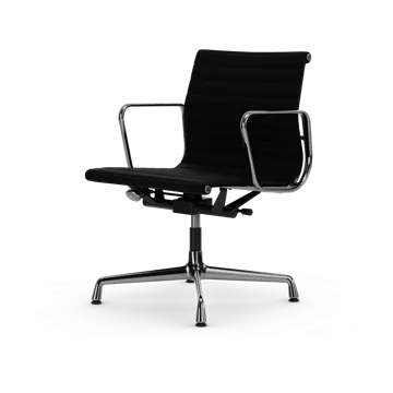 EA132 Aluminium Chair kontorsstol felt glides - 66 nero leather L50-chrome - Vitra