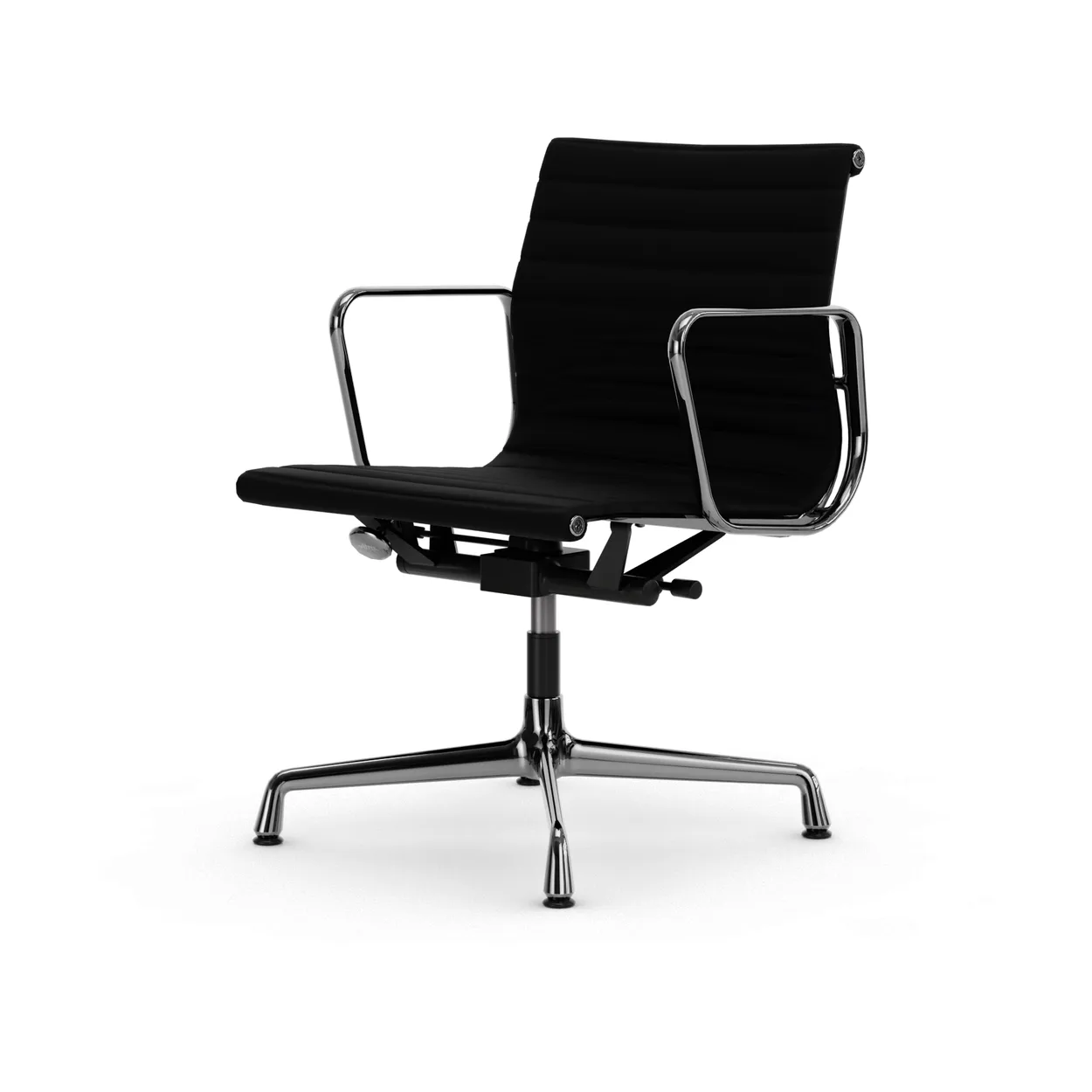 Vitra EA132 Aluminium Chair kontorsstol felt glides 66 nero leather L50-chrome