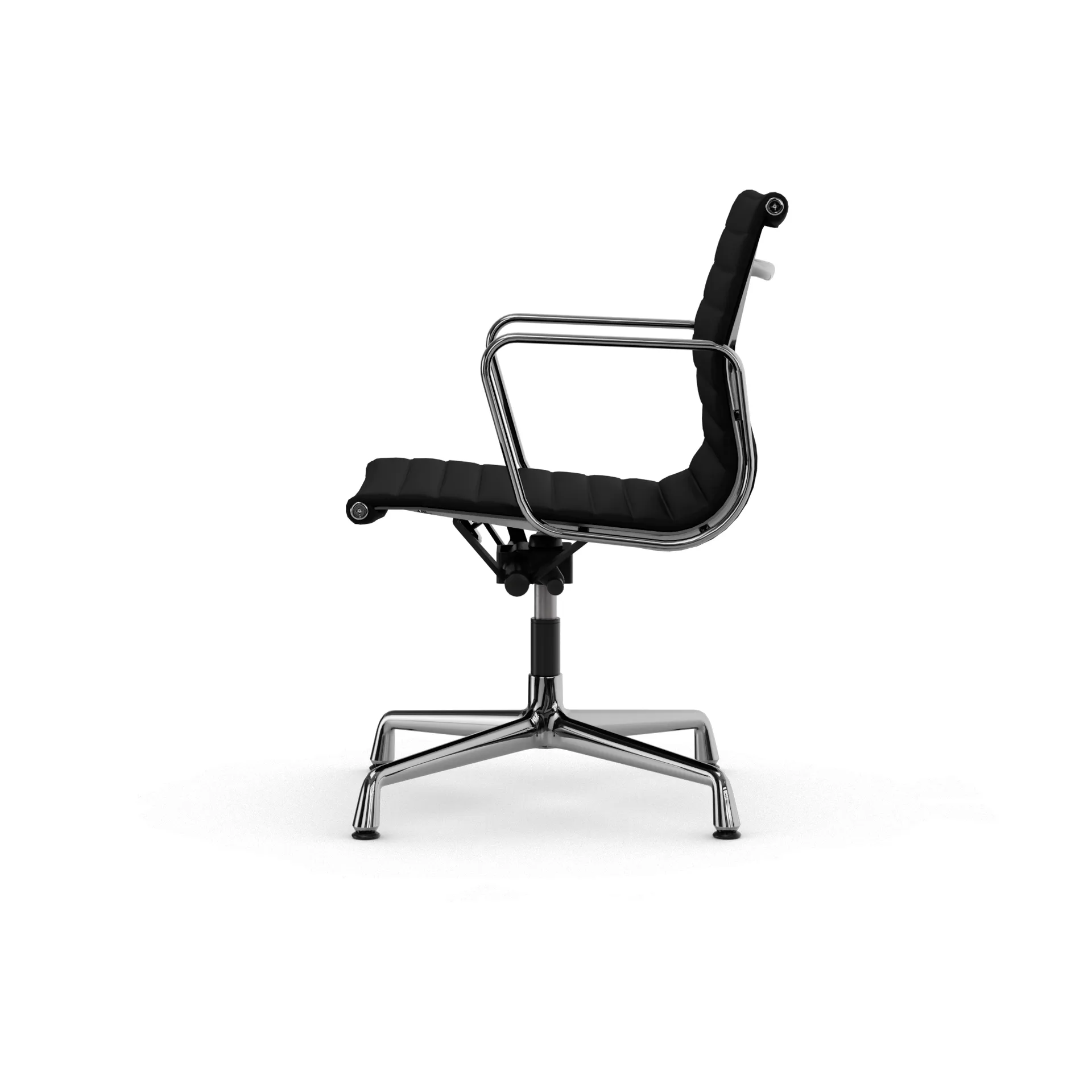 EA132 Aluminium Chair kontorsstol felt glides, 66 nero leather L50-chrome Vitra