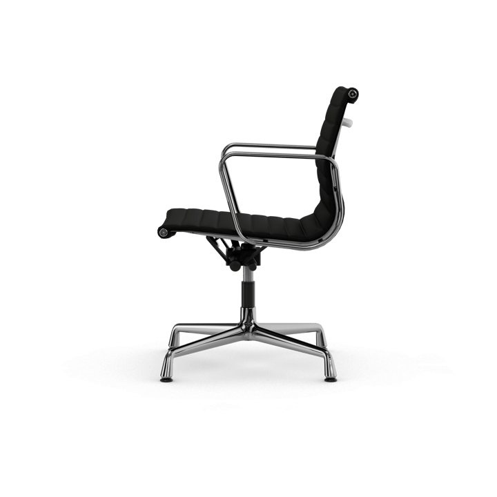 EA132 Aluminium Chair kontorsstol felt glides, 66 nero leather L50-chrome Vitra