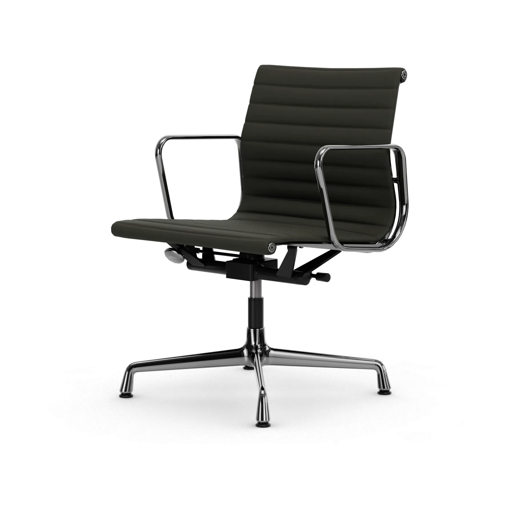 EA132 Aluminium Chair kontorsstol felt glides, 69 umbra grey leather L50-polished Vitra
