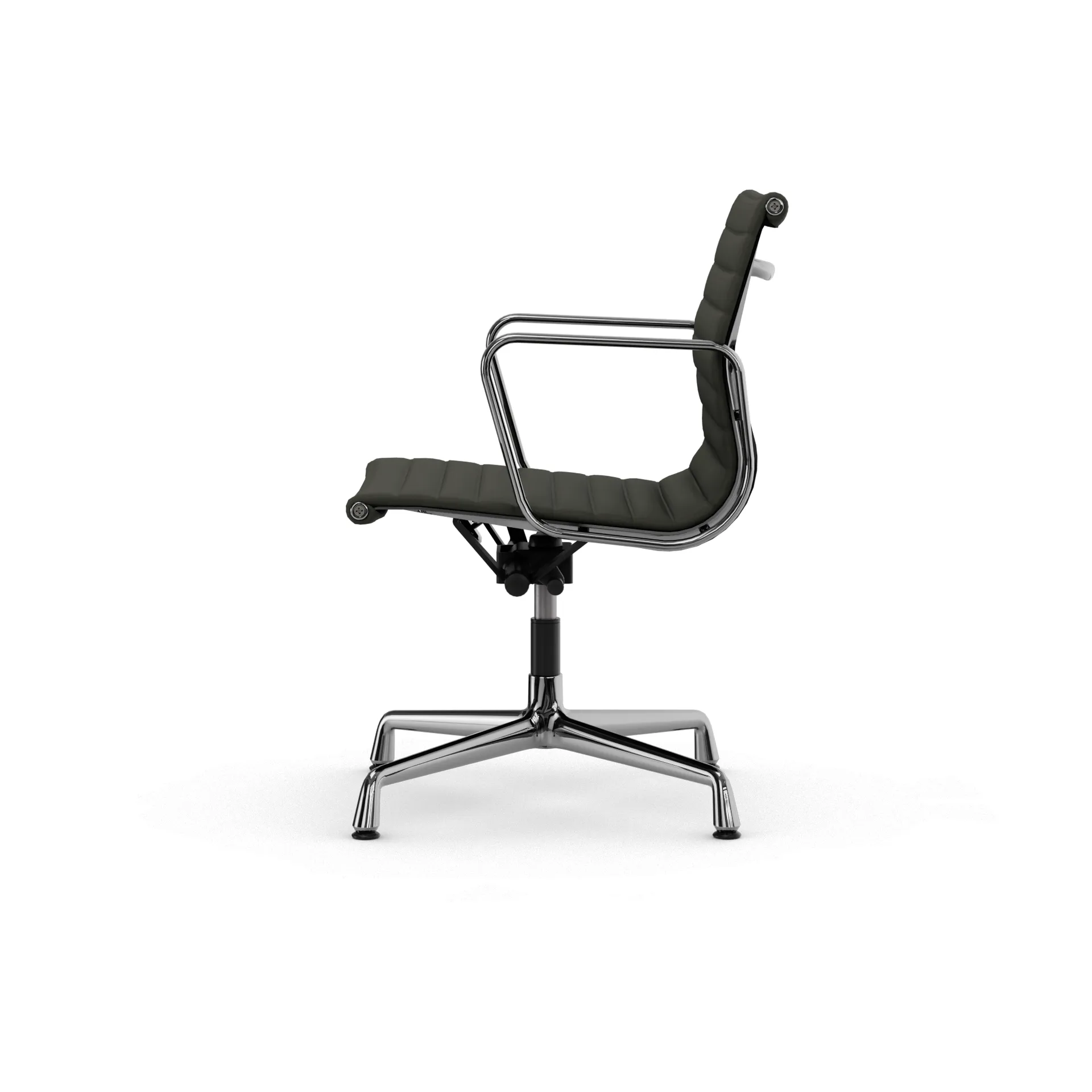 EA132 Aluminium Chair kontorsstol felt glides, 69 umbra grey leather L50-polished Vitra