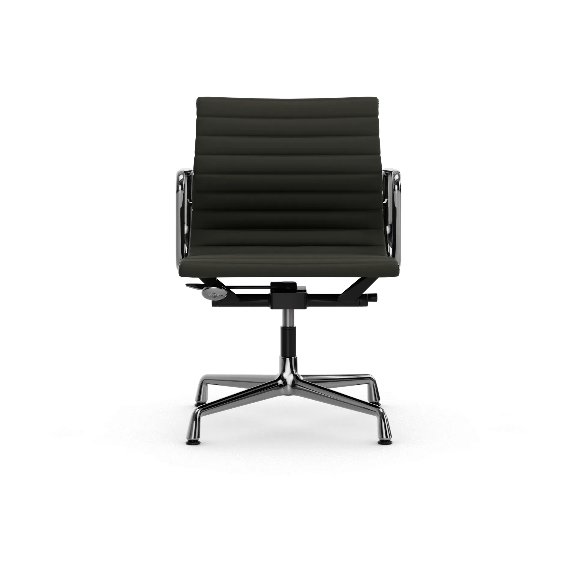 EA132 Aluminium Chair kontorsstol felt glides, 69 umbra grey leather L50-polished Vitra