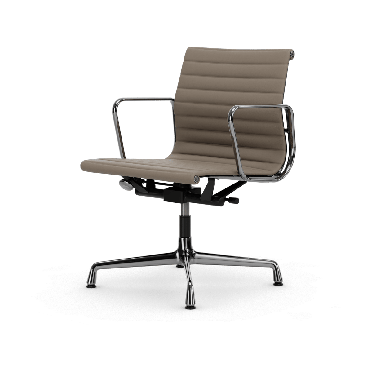Vitra EA132 Aluminium Chair kontorsstol felt glides 71 sand leather L20-polished
