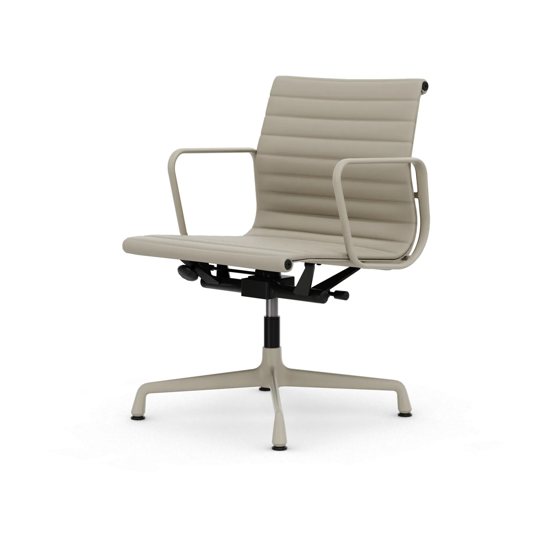 EA132 Aluminium Chair kontorsstol felt glides, 73 Clay leather-37 chalk powder coated Vitra