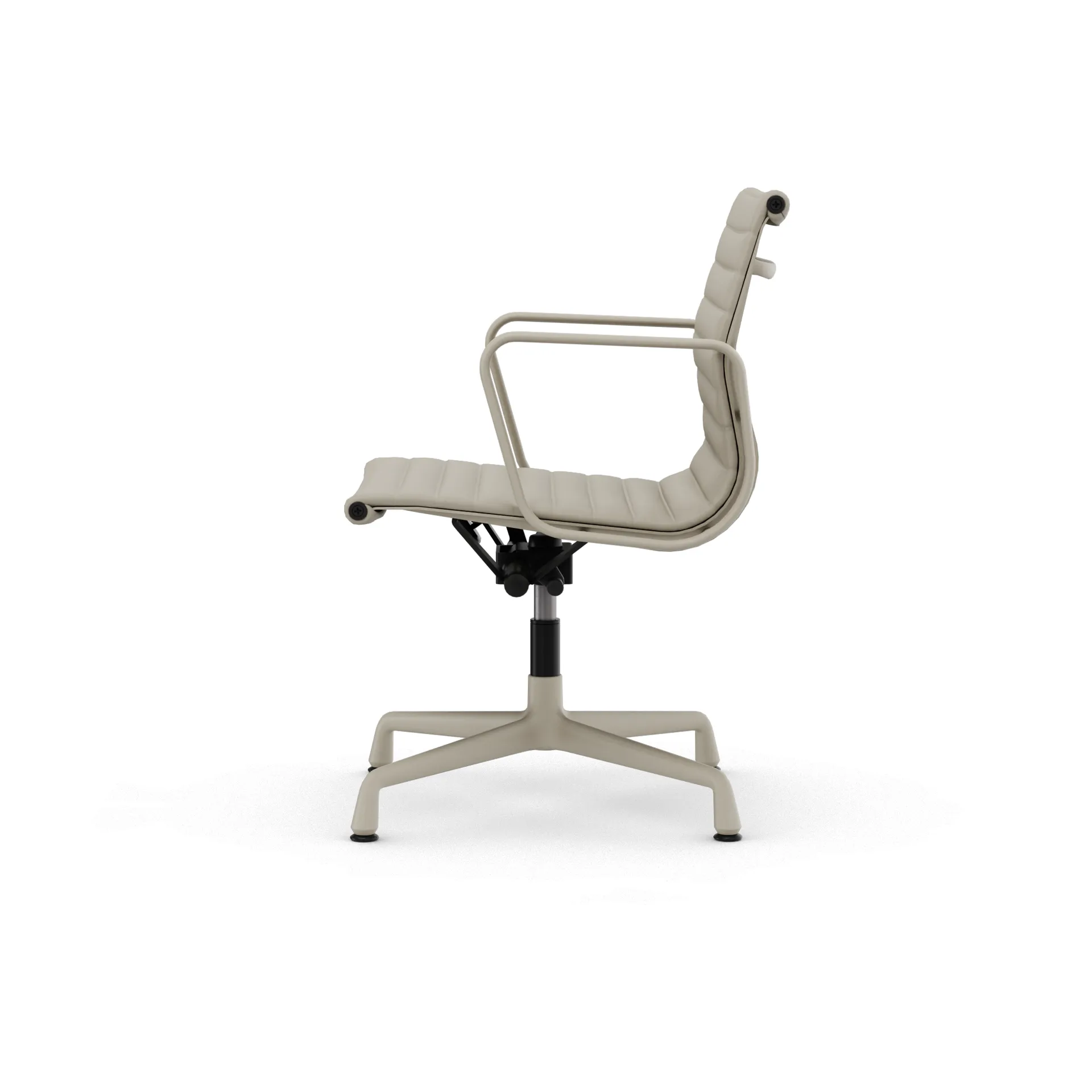 EA132 Aluminium Chair kontorsstol felt glides, 73 Clay leather-37 chalk powder coated Vitra