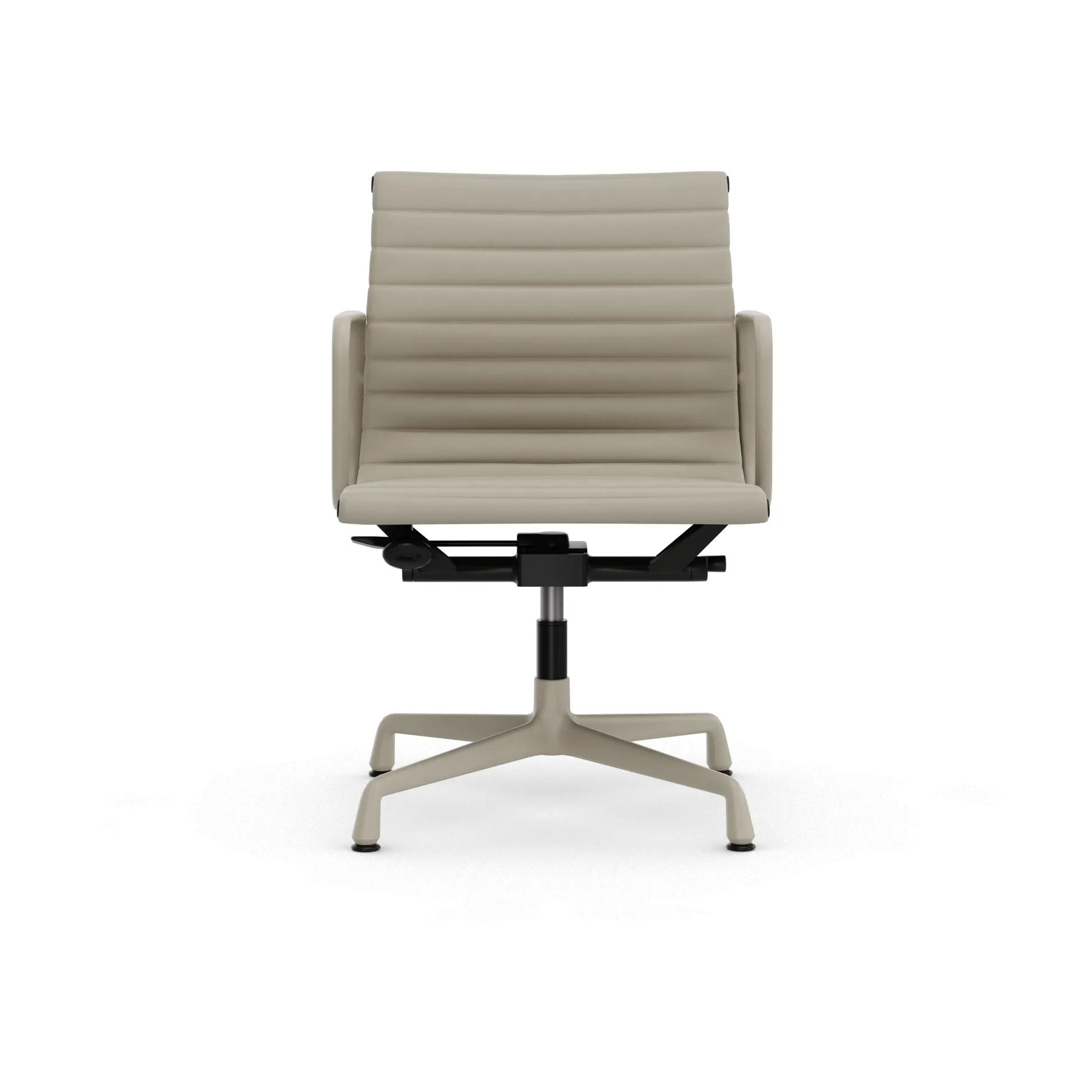 EA132 Aluminium Chair kontorsstol felt glides, 73 Clay leather-37 chalk powder coated Vitra