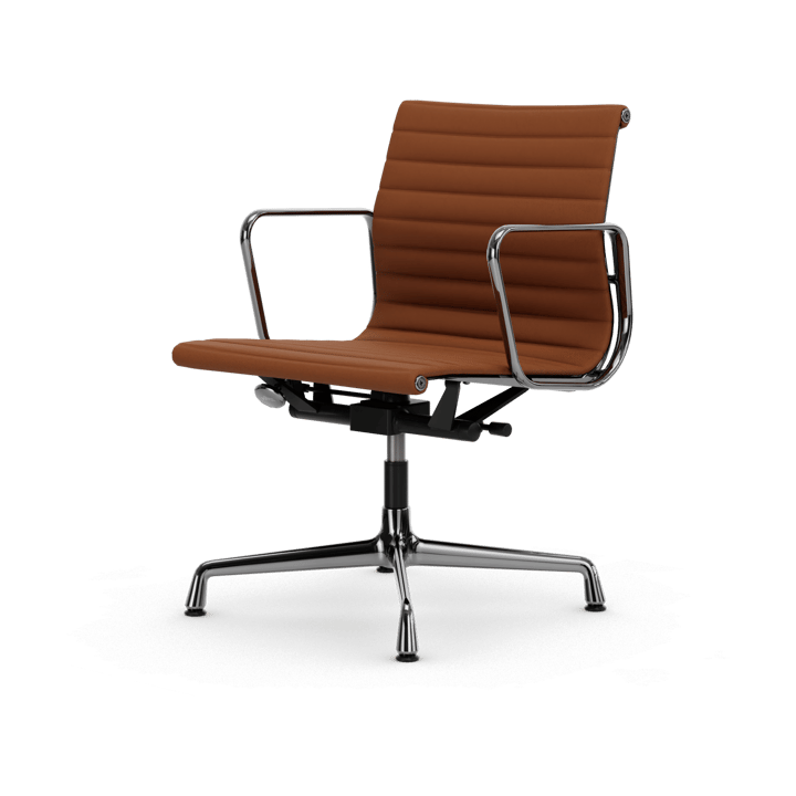 EA132 Aluminium Chair kontorsstol felt glides - 97 cognac leather L50-polished - Vitra