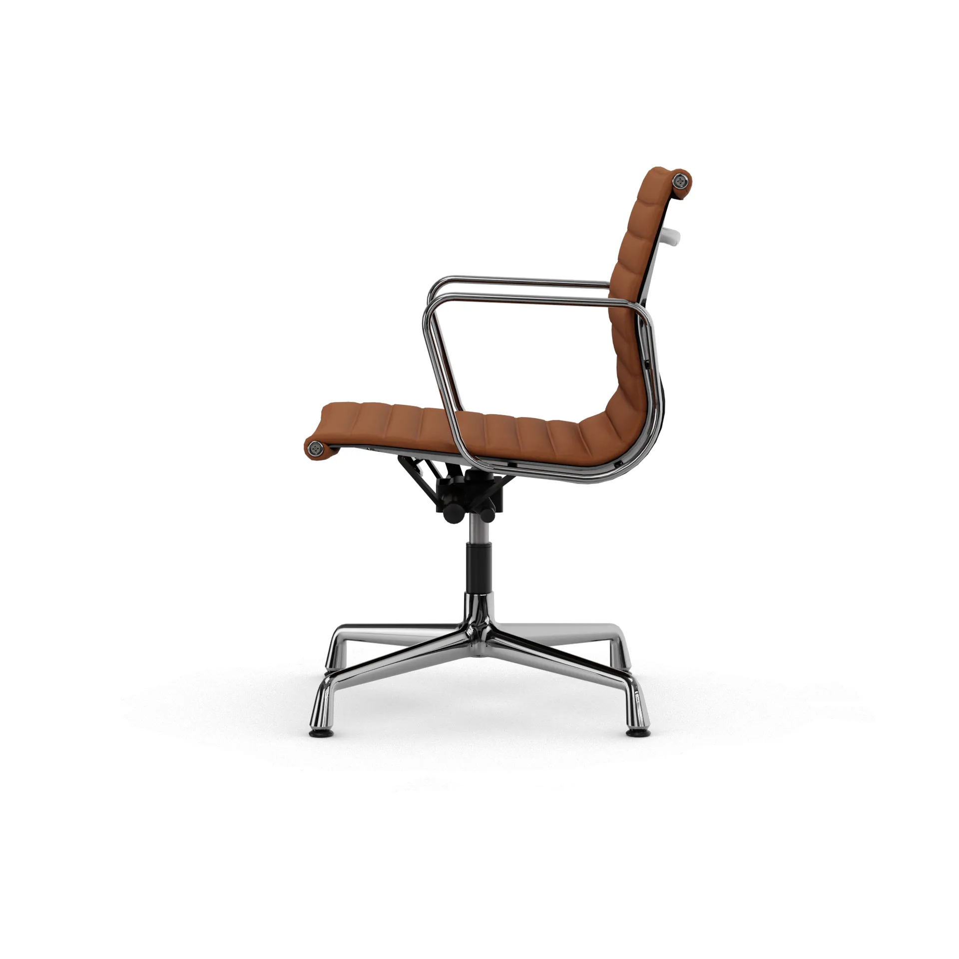 EA132 Aluminium Chair kontorsstol felt glides, 97 cognac leather L50-polished Vitra