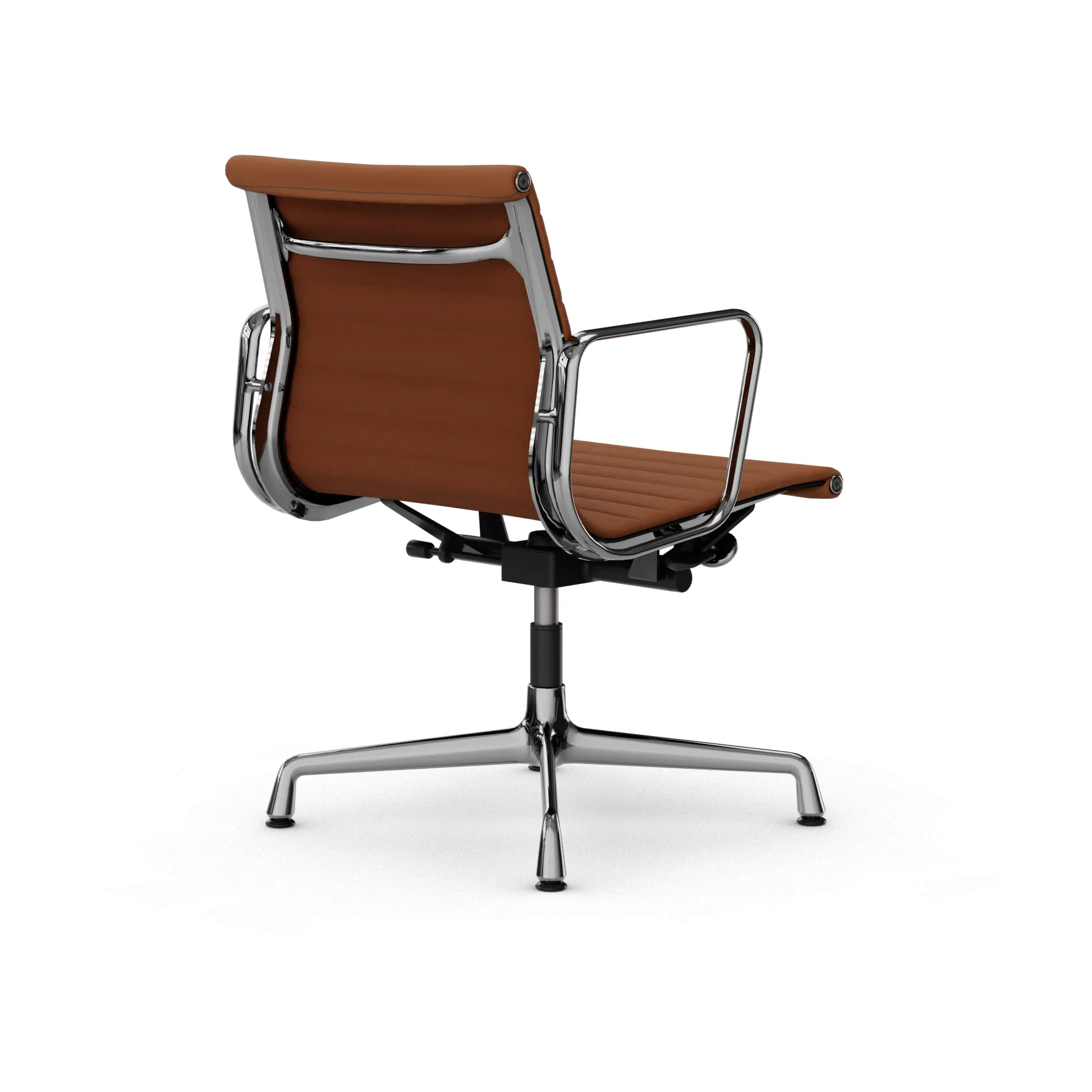 EA132 Aluminium Chair kontorsstol felt glides, 97 cognac leather L50-polished Vitra