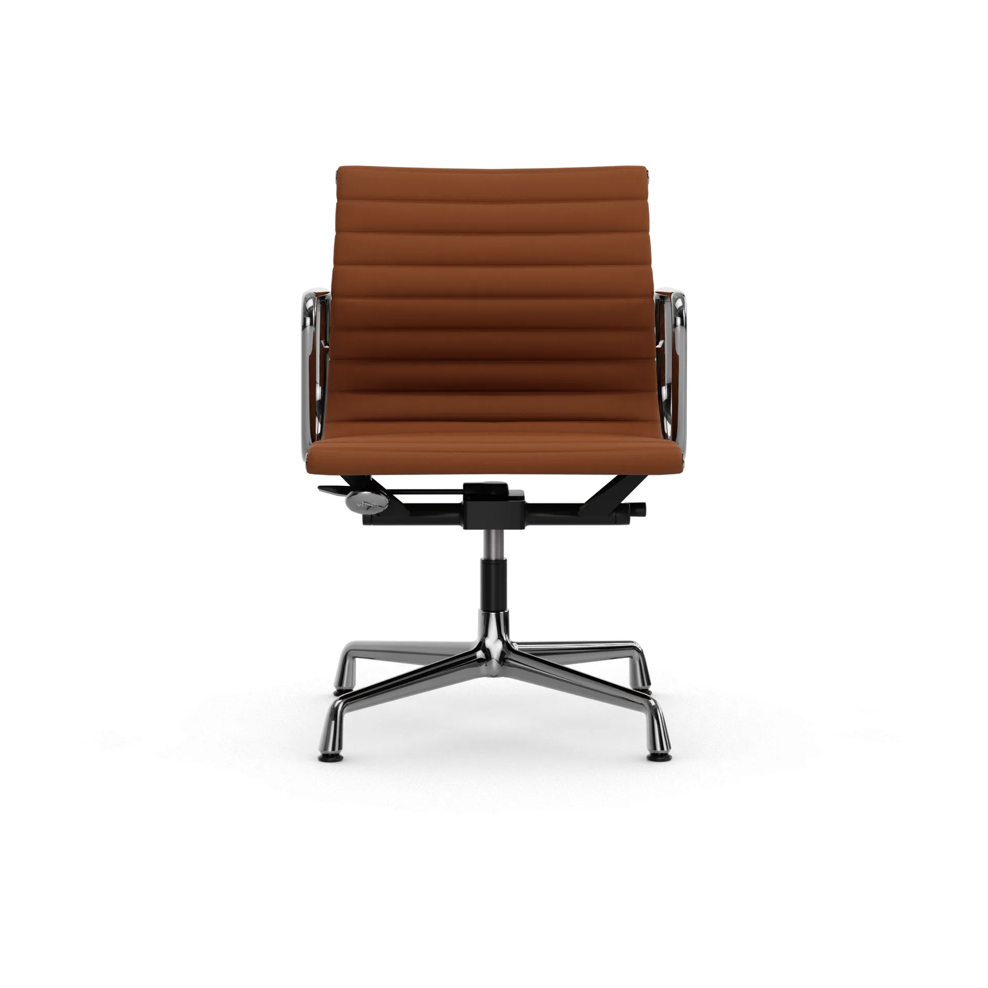 EA132 Aluminium Chair kontorsstol felt glides, 97 cognac leather L50-polished Vitra