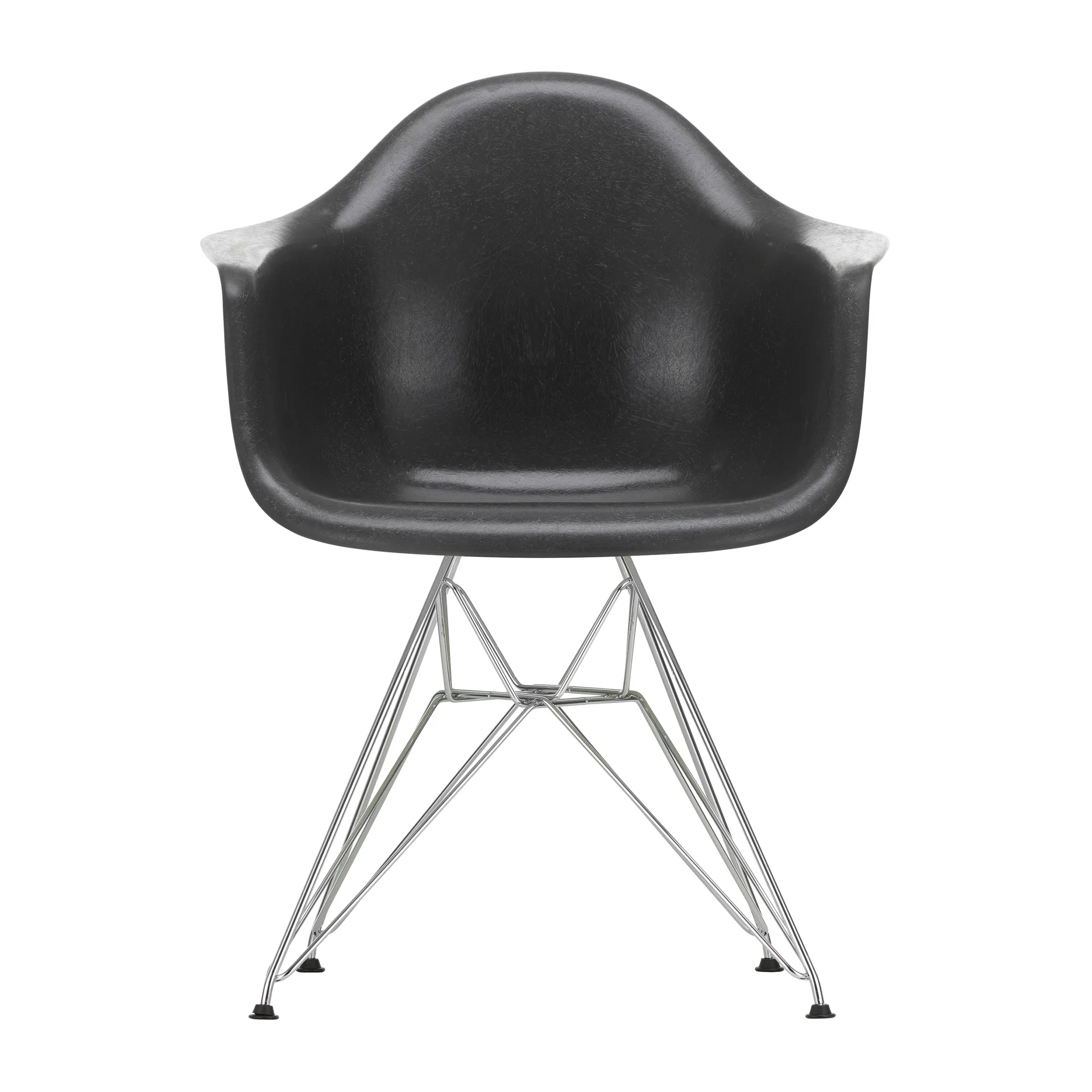 Eames fiberglass armchair DAR karmstol, Elephant hide grey-Chrome Vitra