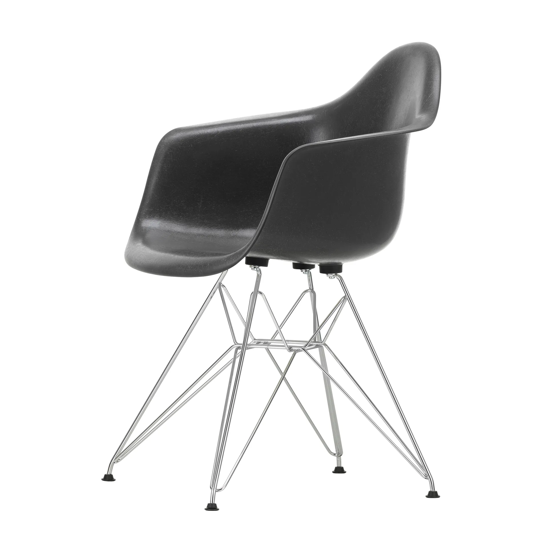 Eames fiberglass armchair DAR karmstol, Elephant hide grey-Chrome Vitra
