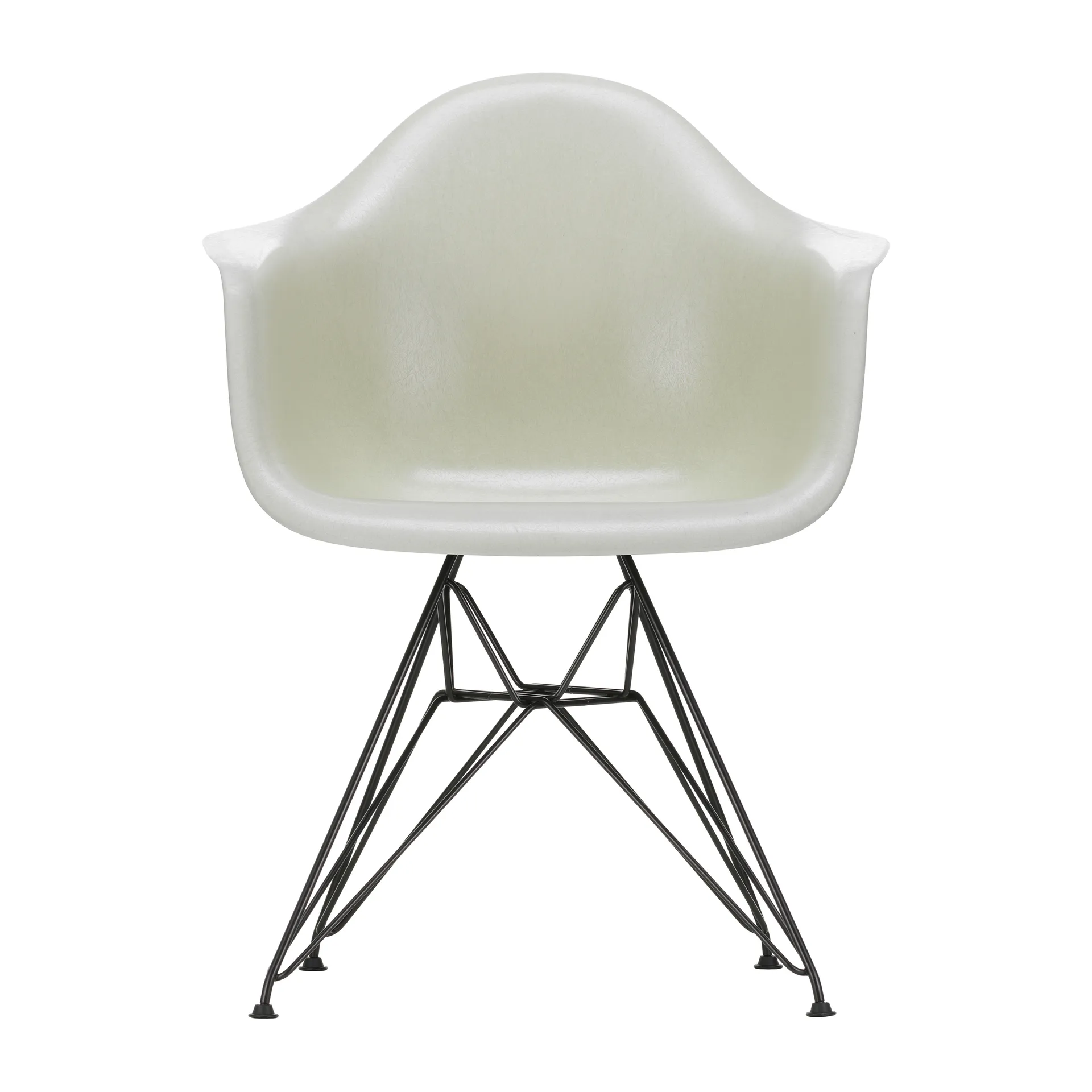 Eames fiberglass armchair DAR karmstol, Parchment-Basic dark Vitra