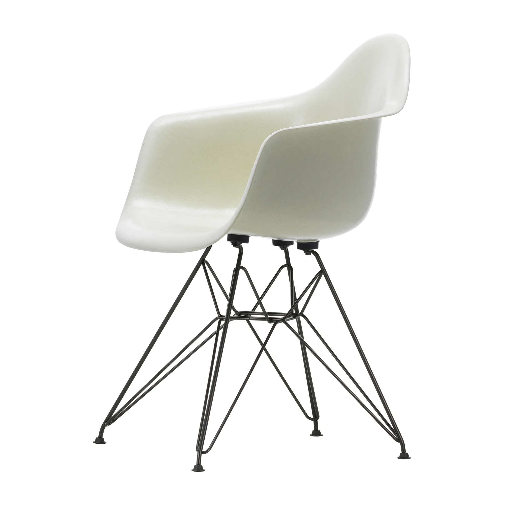 Eames fiberglass armchair DAR karmstol, Parchment-Basic dark Vitra