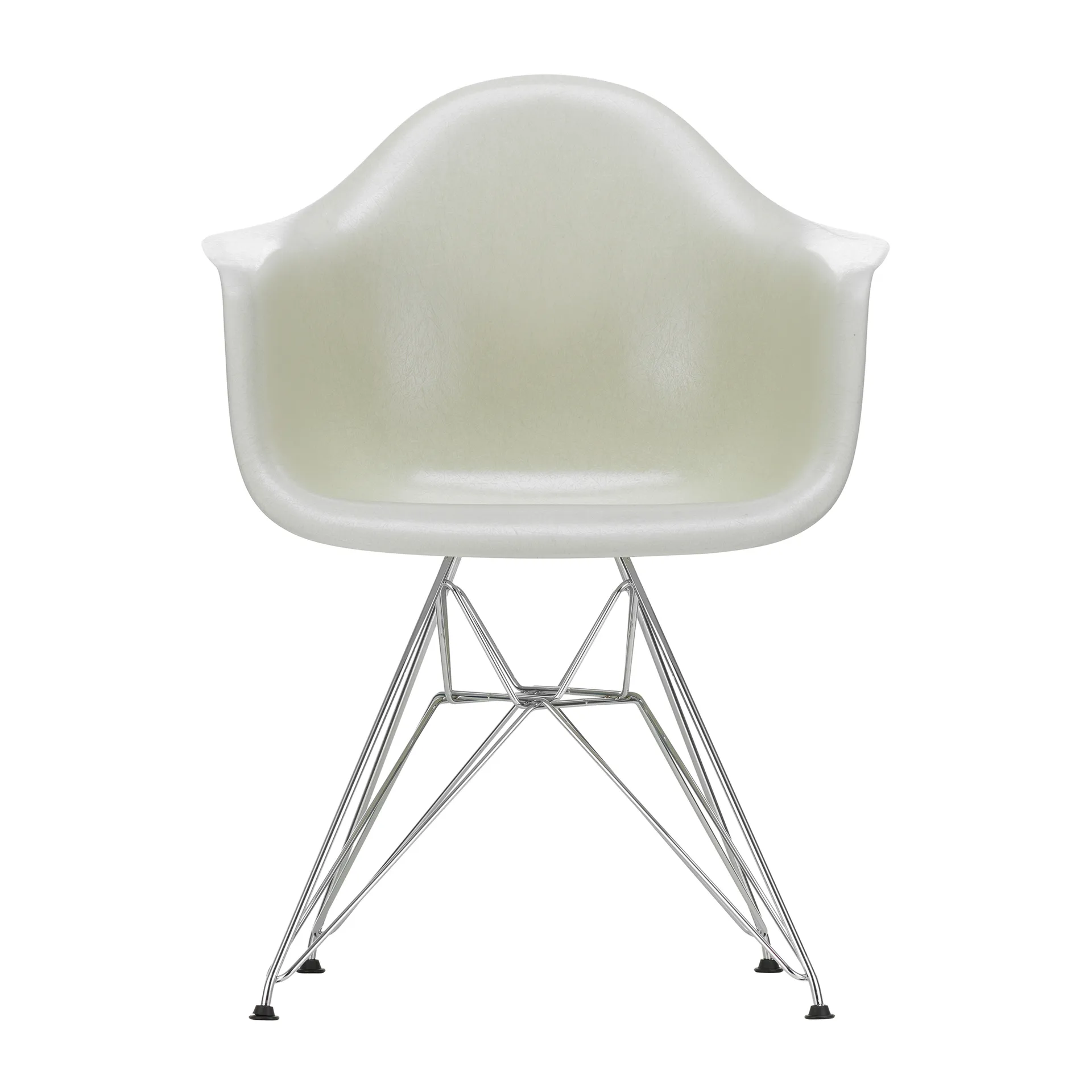 Eames fiberglass armchair DAR karmstol, Parchment-Chrome Vitra