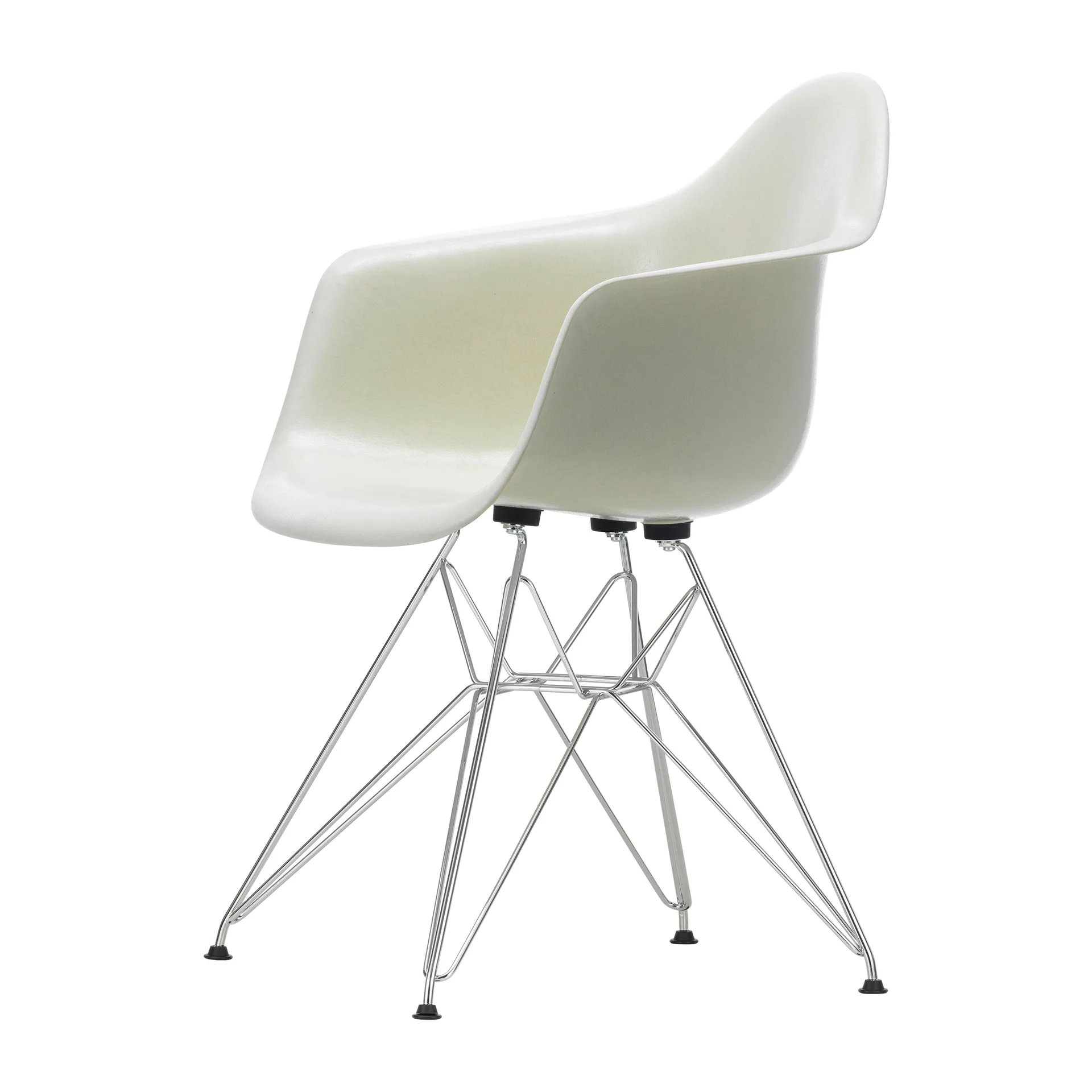 Eames fiberglass armchair DAR karmstol, Parchment-Chrome Vitra