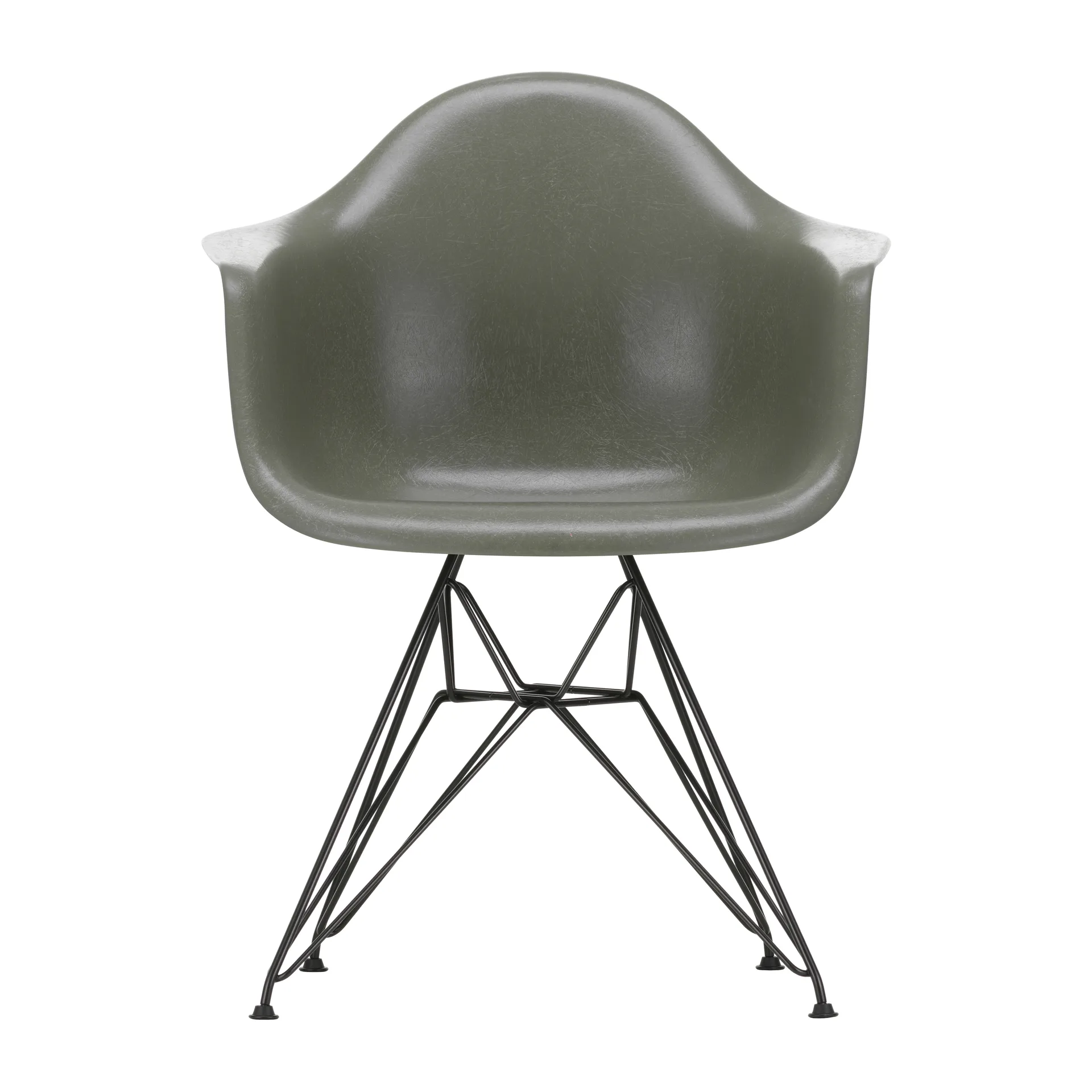 Eames fiberglass armchair DAR karmstol, Raw umber-Basic dark Vitra