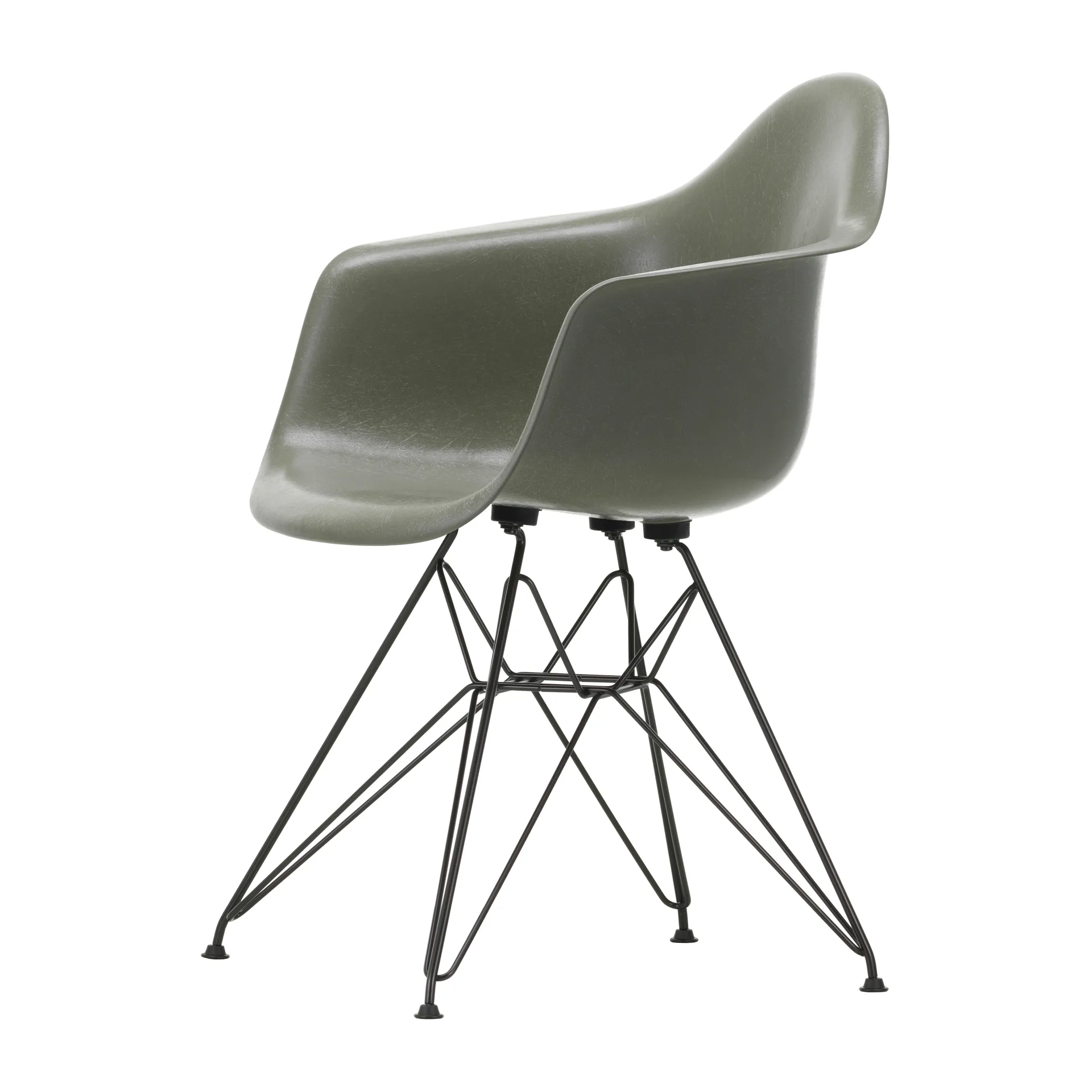 Eames fiberglass armchair DAR karmstol, Raw umber-Basic dark Vitra