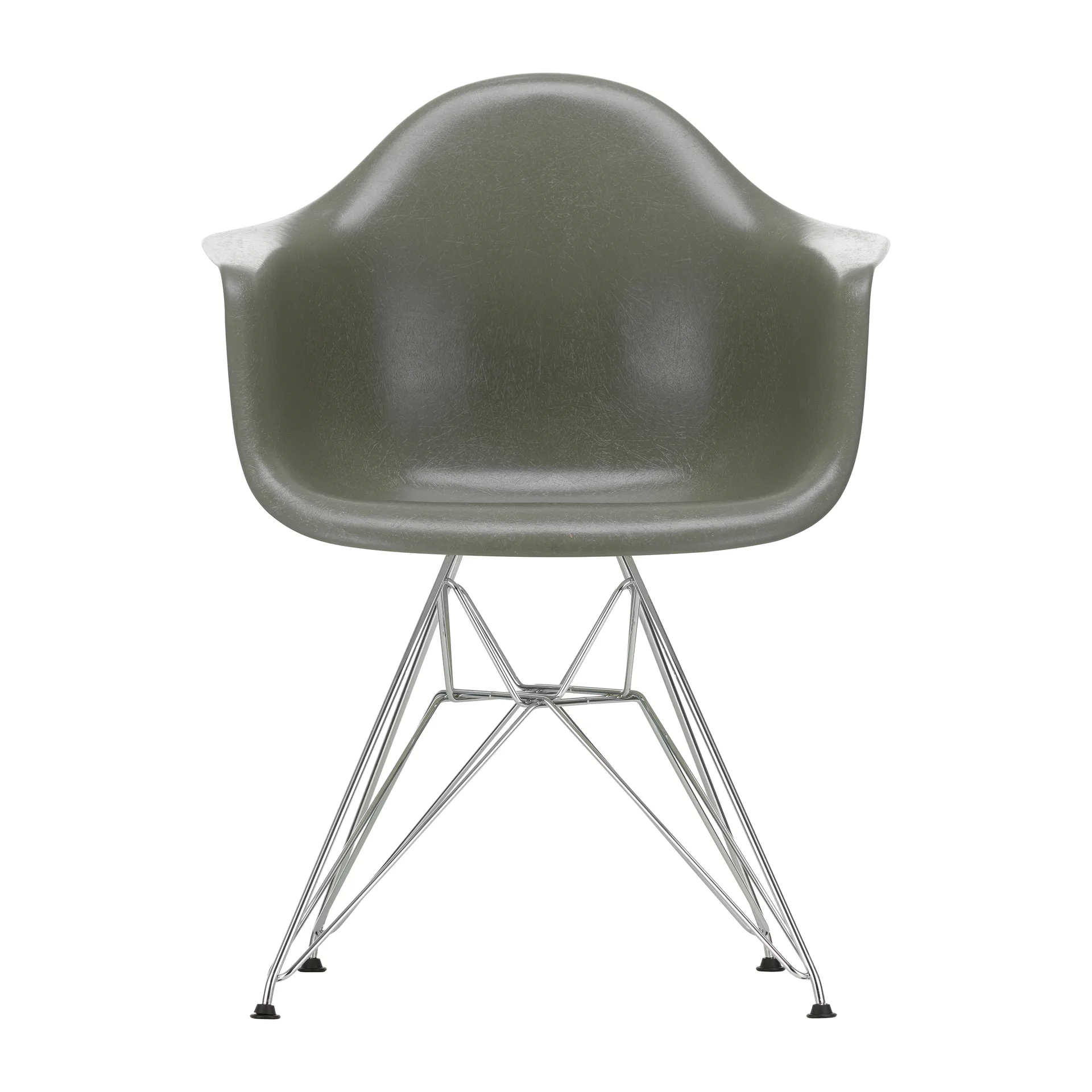 Eames fiberglass armchair DAR karmstol, Raw umber-Chrome Vitra