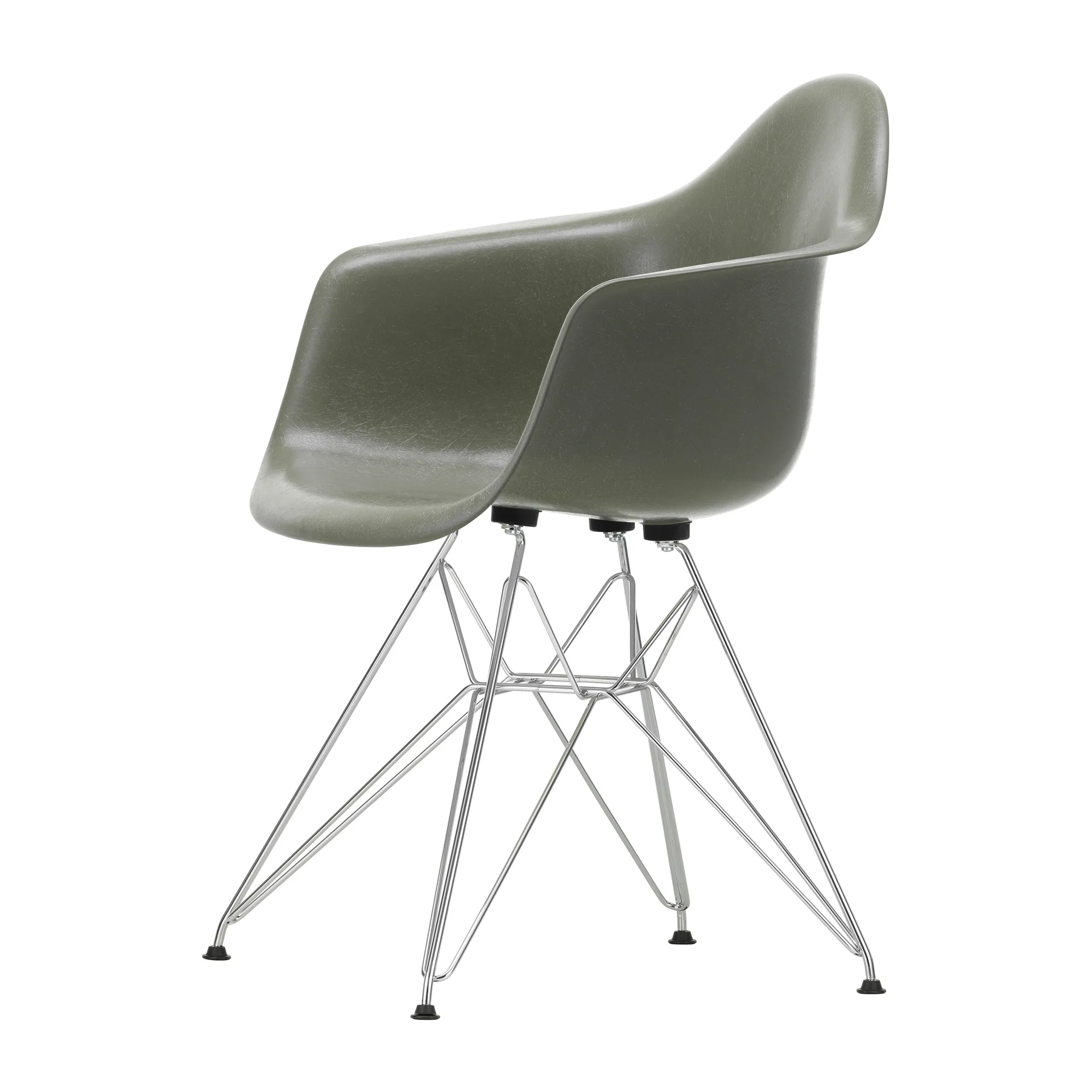 Eames fiberglass armchair DAR karmstol, Raw umber-Chrome Vitra