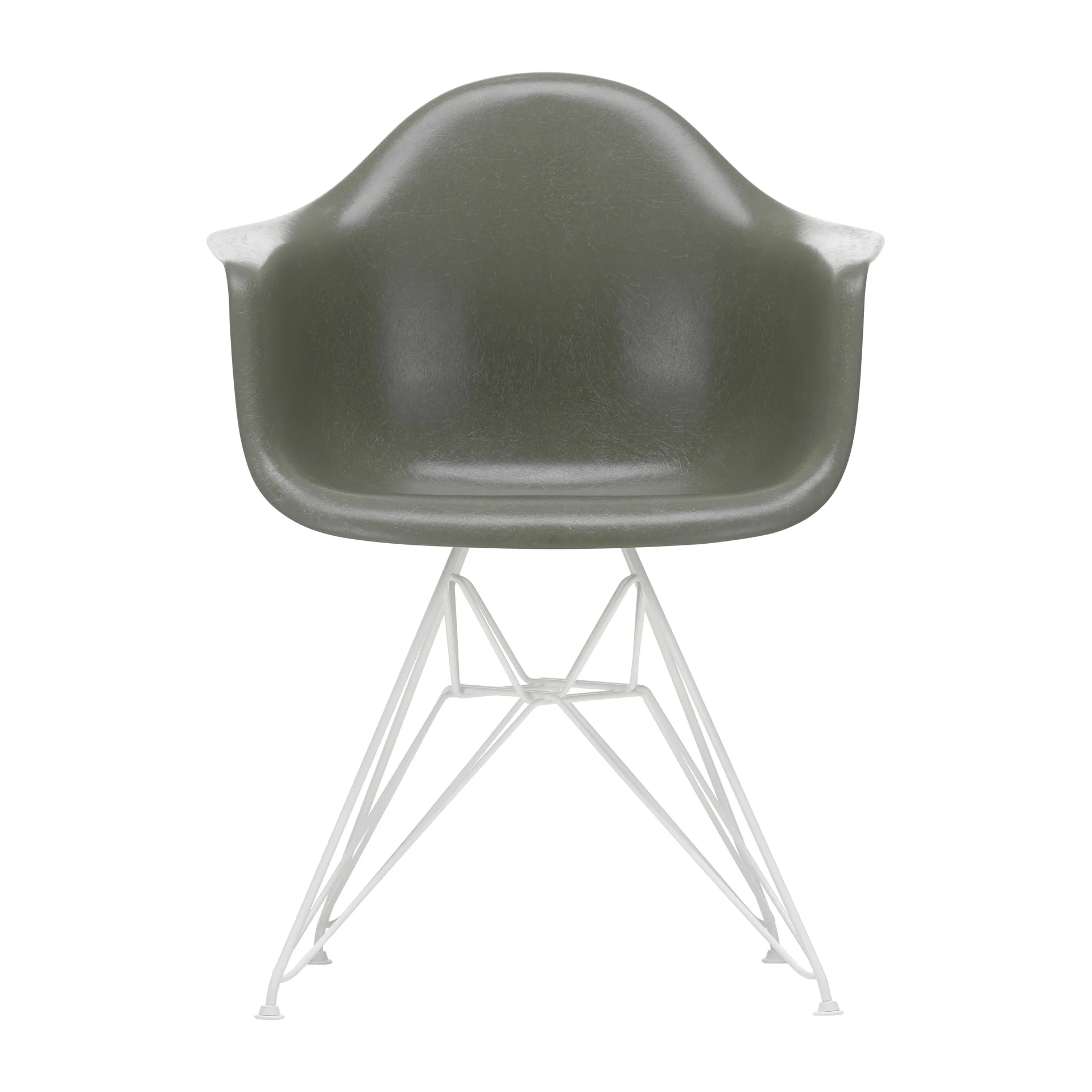 Eames fiberglass armchair DAR karmstol, Raw umber-White Vitra