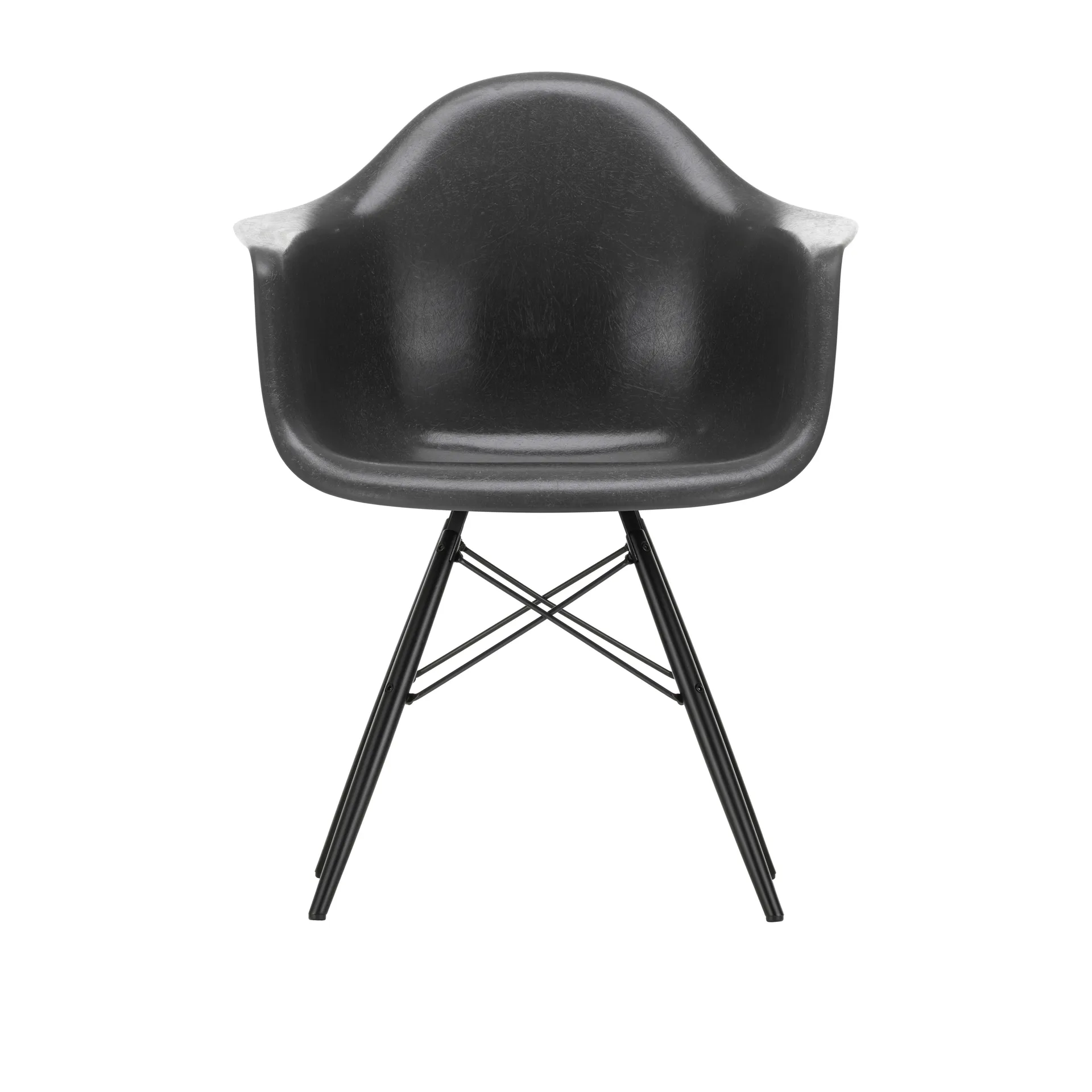 Eames Fiberglass Armchair DAW karmstol, Elephant hide grey-black maple Vitra