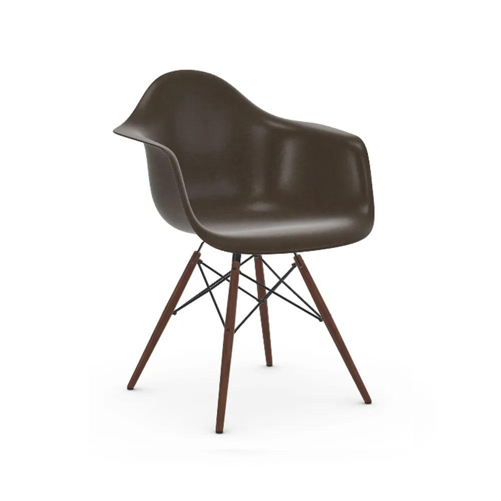 Eames Fiberglass Armchair DAW karmstol, Elephant hide grey-dark maple Vitra