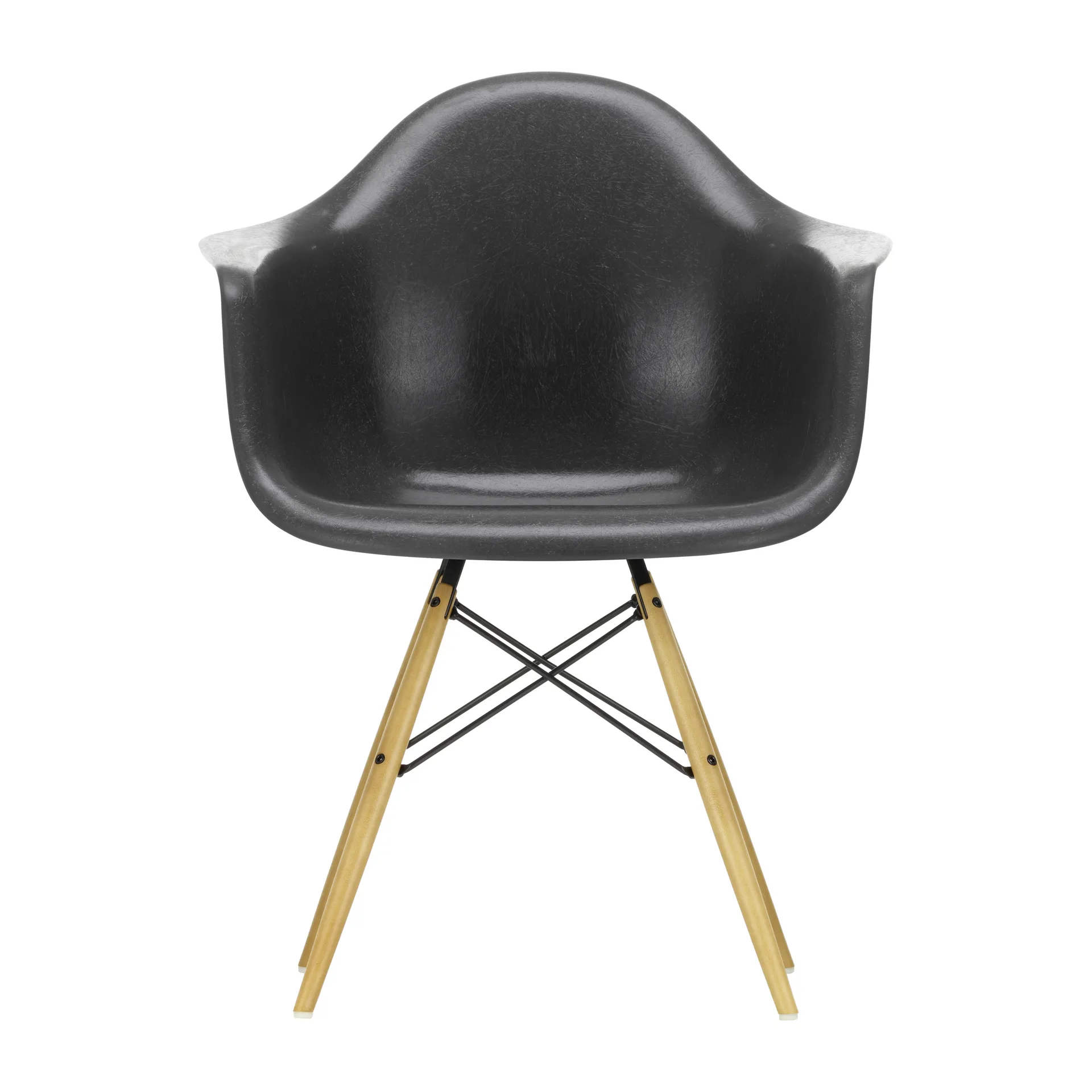 Eames Fiberglass Armchair DAW karmstol, elephant hide grey, lönnben Vitra