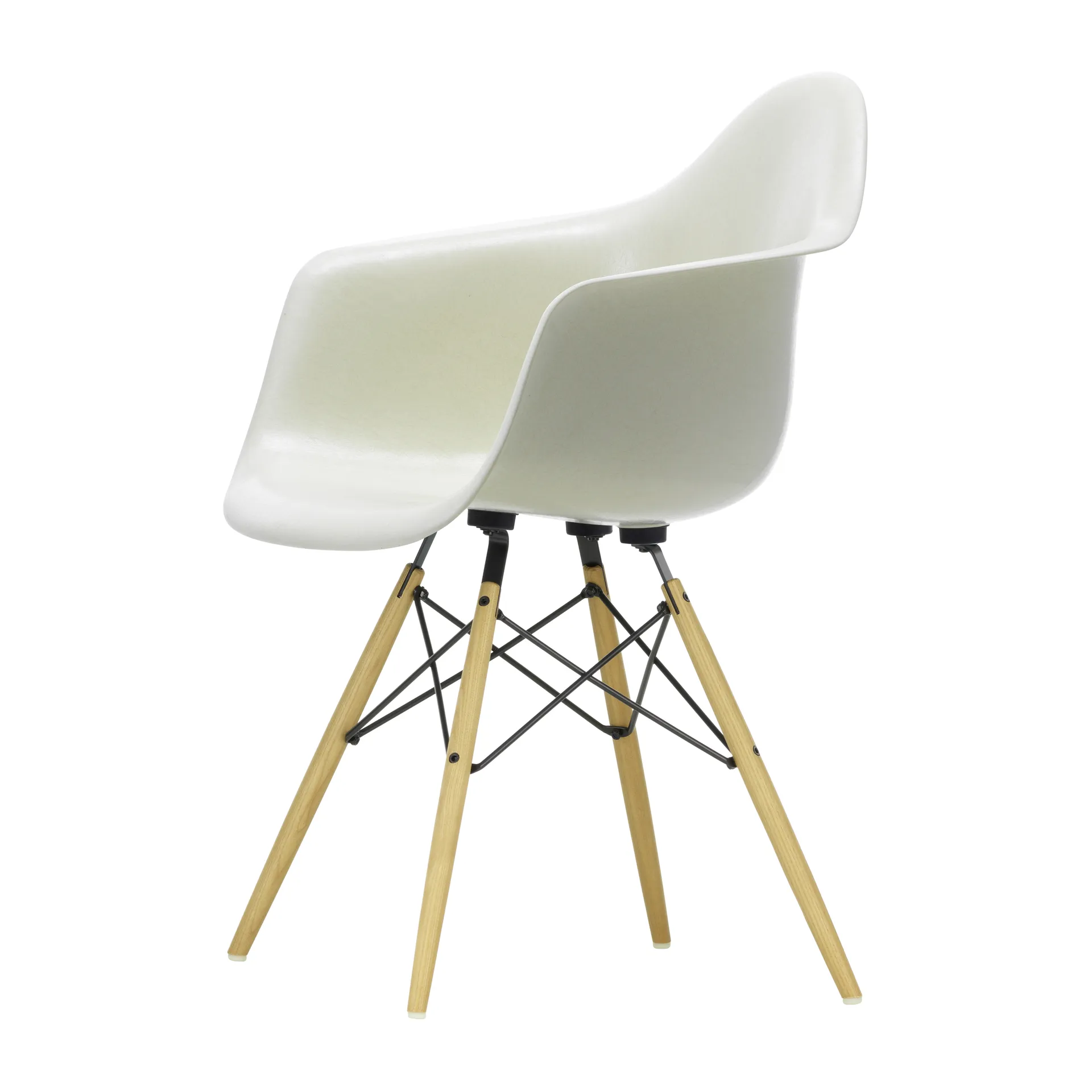 Eames Fiberglass Armchair DAW karmstol, parchment, askben Vitra