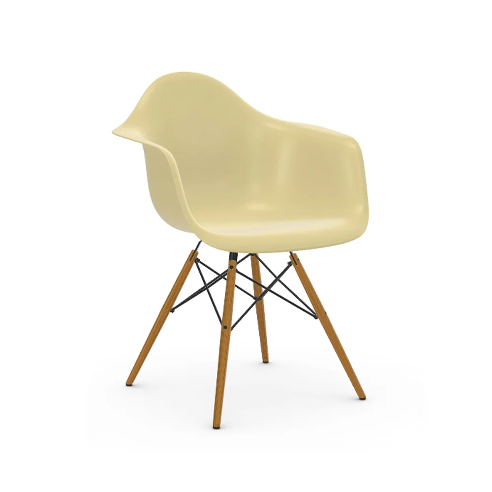Eames Fiberglass Armchair DAW karmstol, parchment, askben Vitra