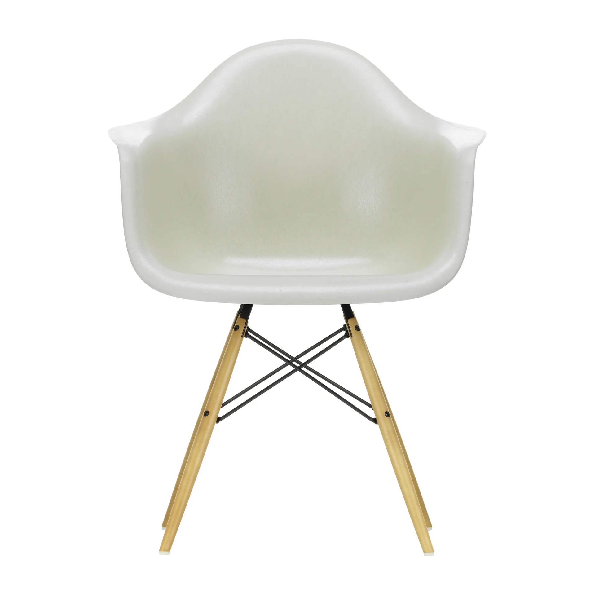 Eames Fiberglass Armchair DAW karmstol, parchment, lönnben Vitra