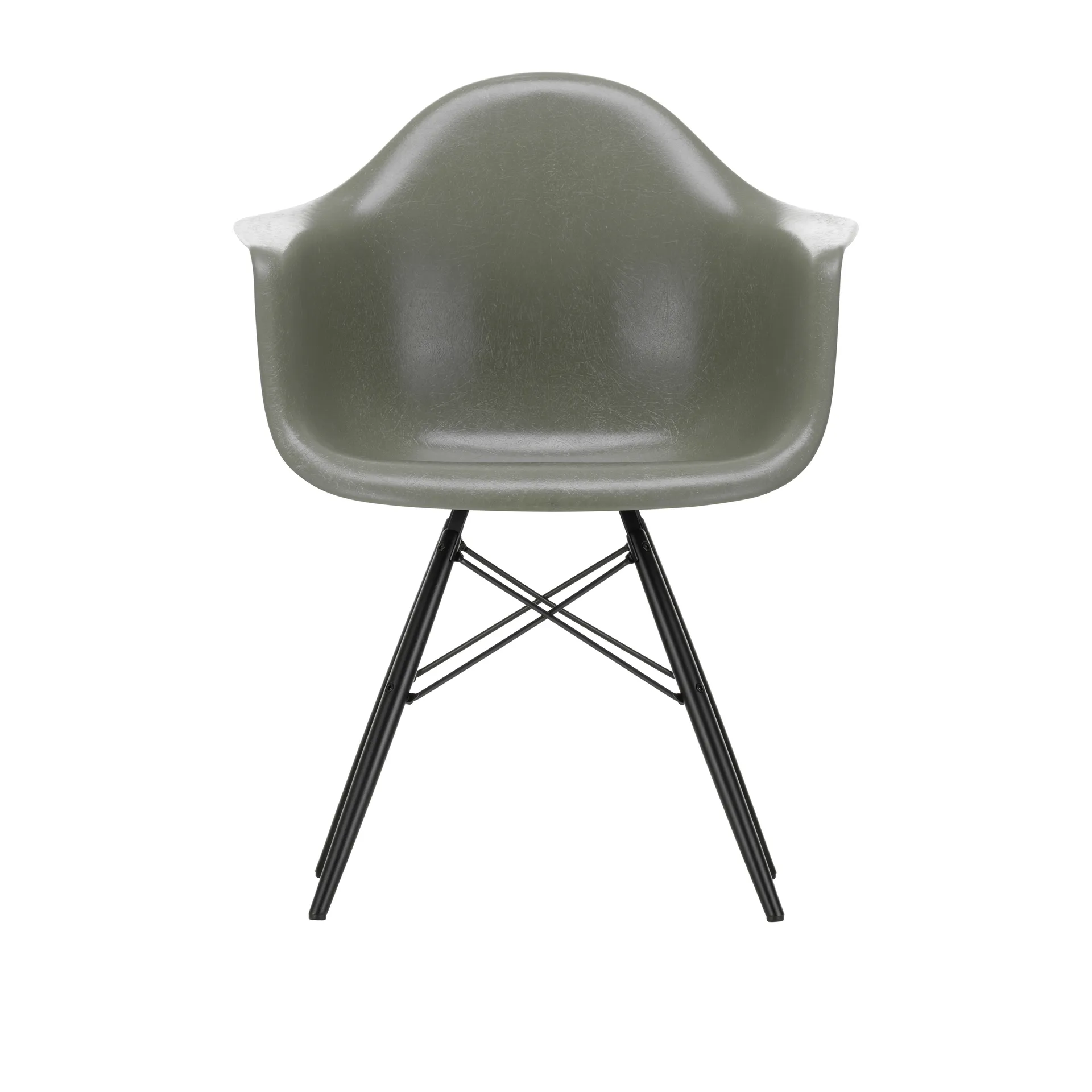 Eames Fiberglass Armchair DAW karmstol, Raw umber-svartbetsade lönnben Vitra