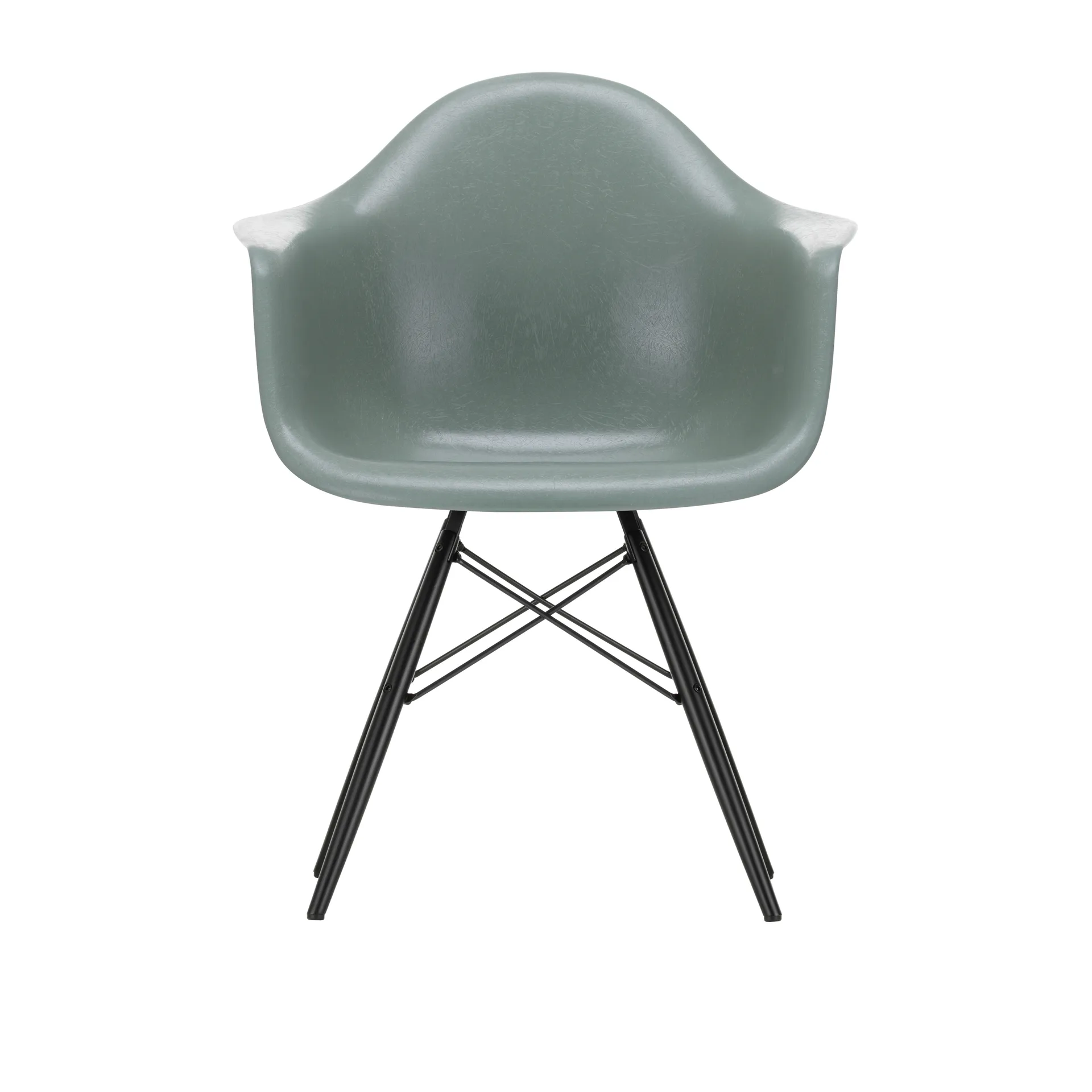 Eames Fiberglass Armchair DAW karmstol, Sea foam green-black maple Vitra