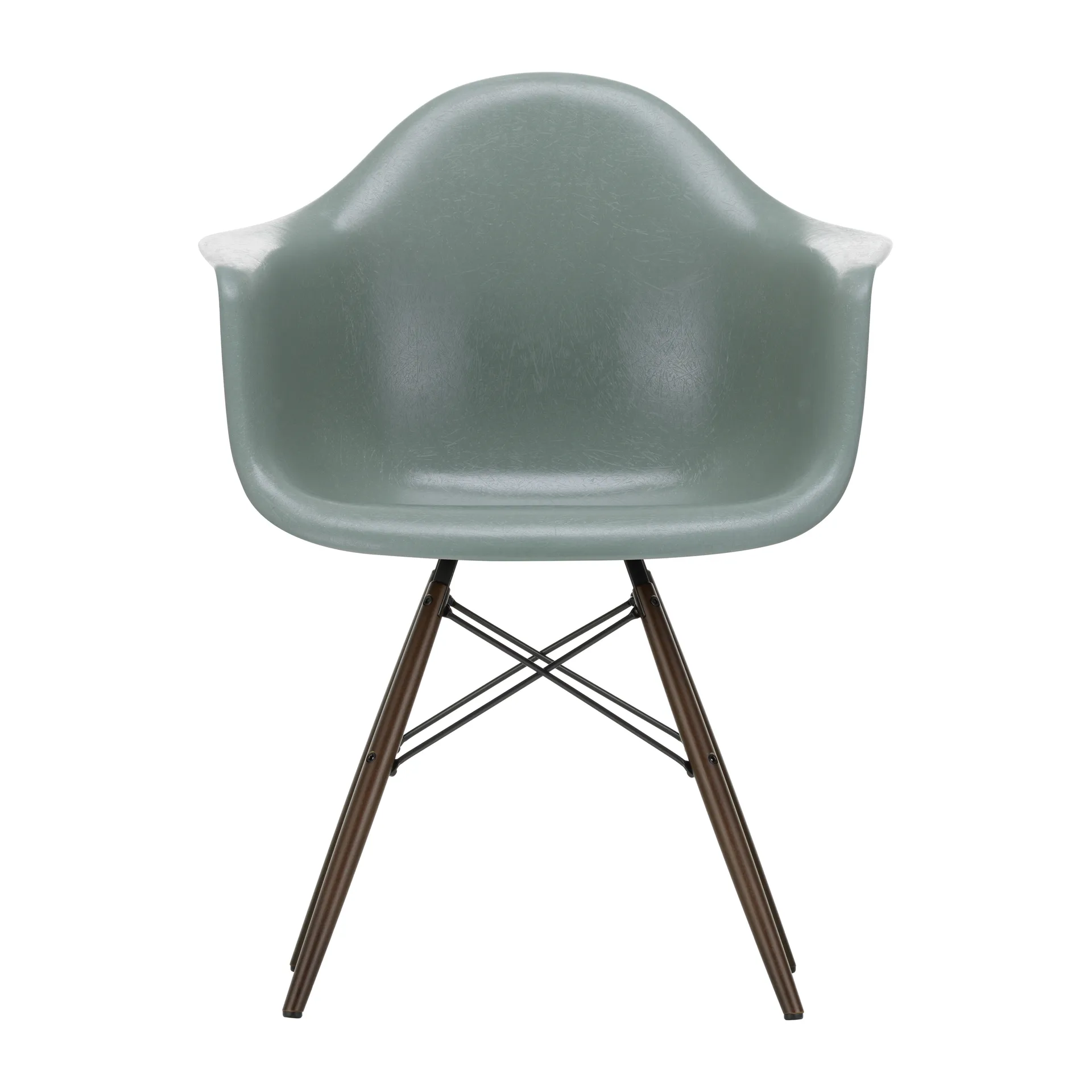 Eames Fiberglass Armchair DAW karmstol, Sea foam green-dark maple Vitra