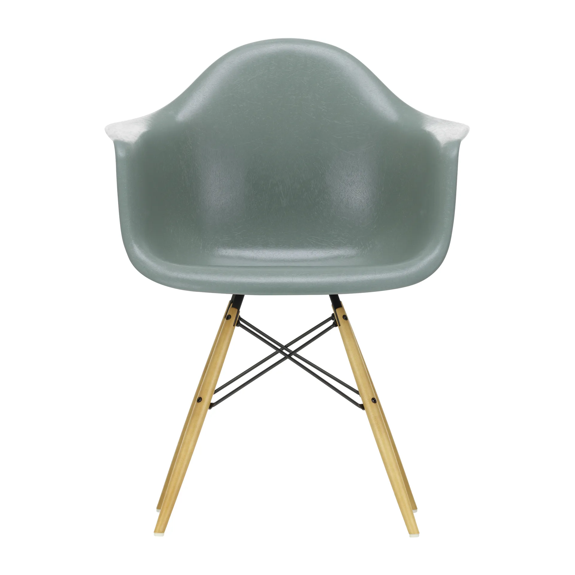 Eames Fiberglass Armchair DAW karmstol, sea foam green, lönnben Vitra