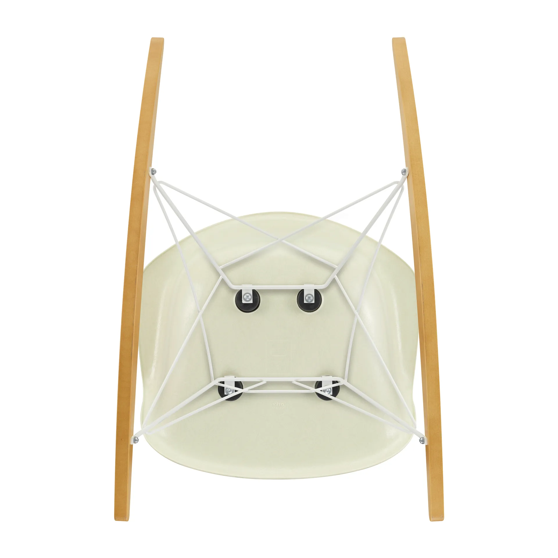 Eames fiberglass armchair RAR gungstol lönnmedar, Parchment-Chrome Vitra