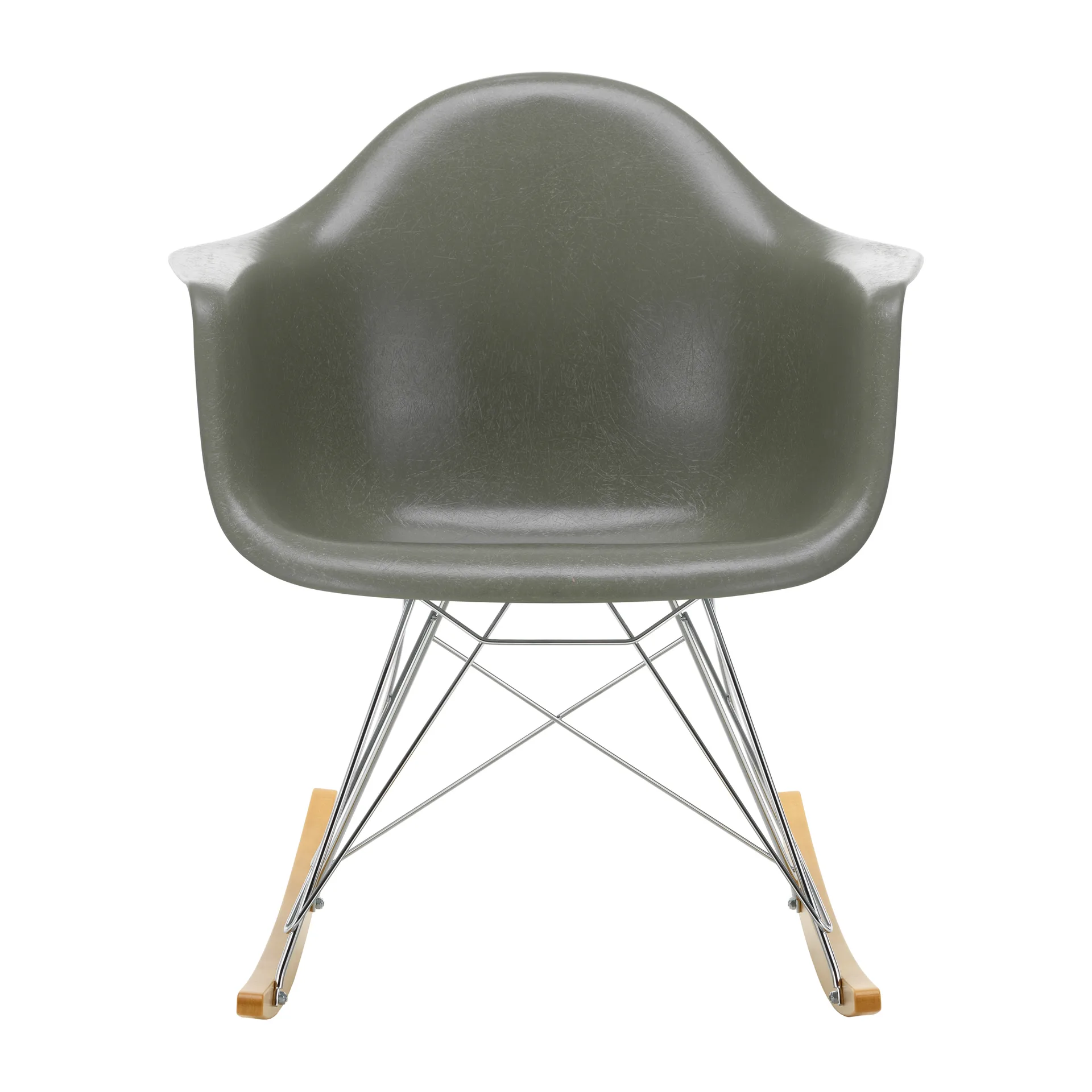 Eames fiberglass armchair RAR gungstol lönnmedar, Raw umber-Chrome Vitra