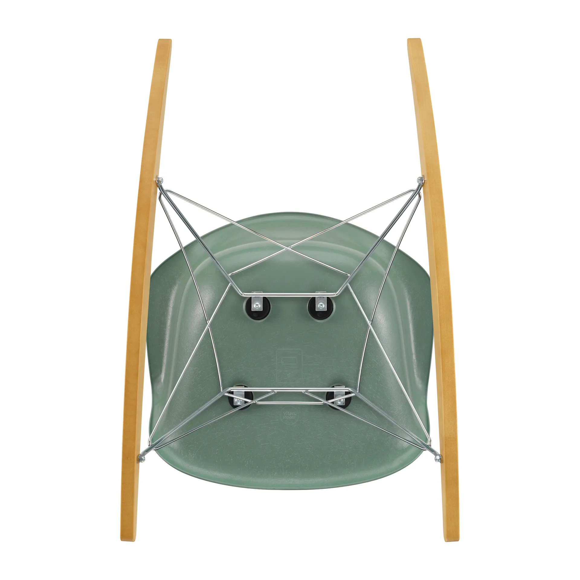 Eames fiberglass armchair RAR gungstol lönnmedar, Sea foam green-Chrome Vitra