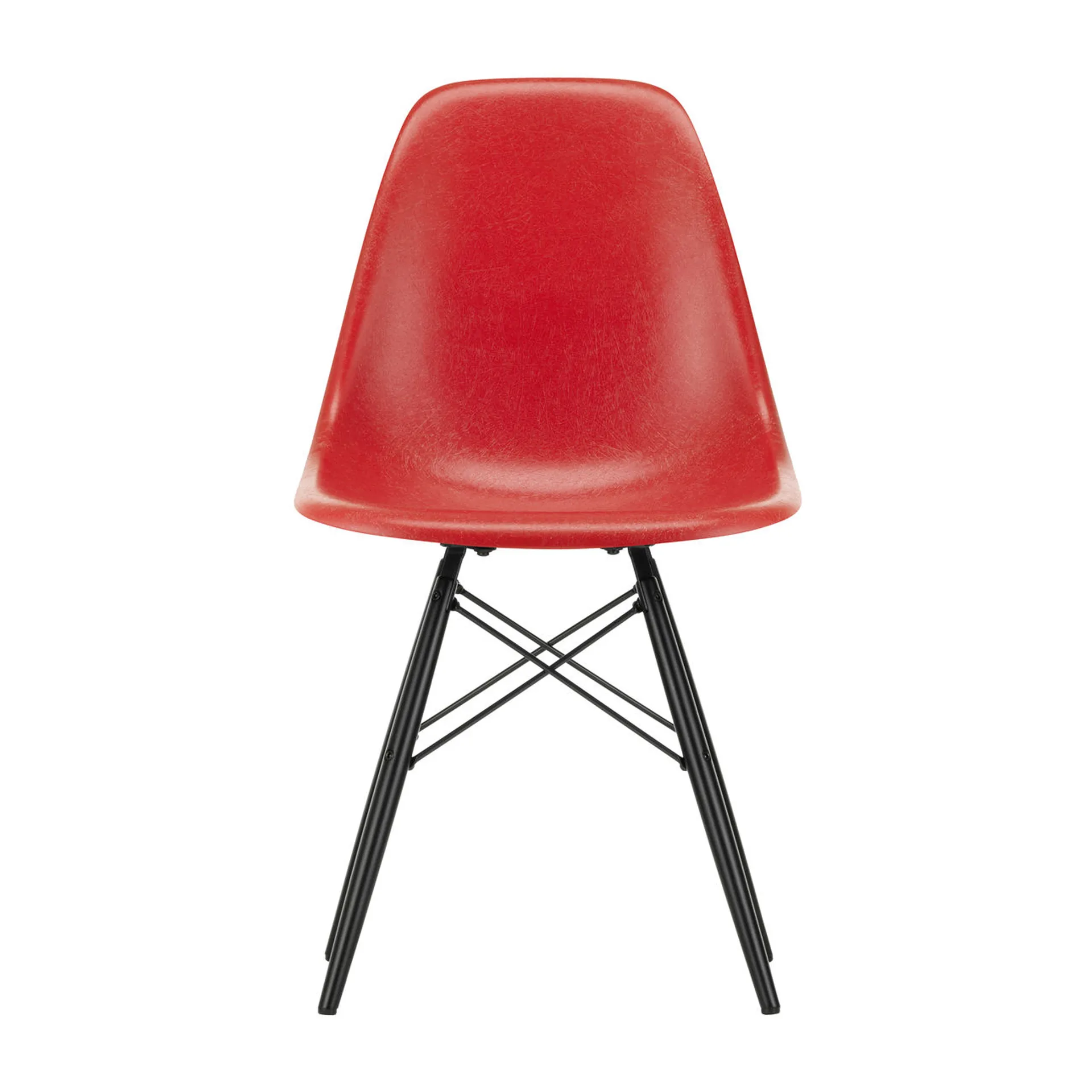 Eames Fiberglass Chairs DSW stol, Classic red-black maple Vitra