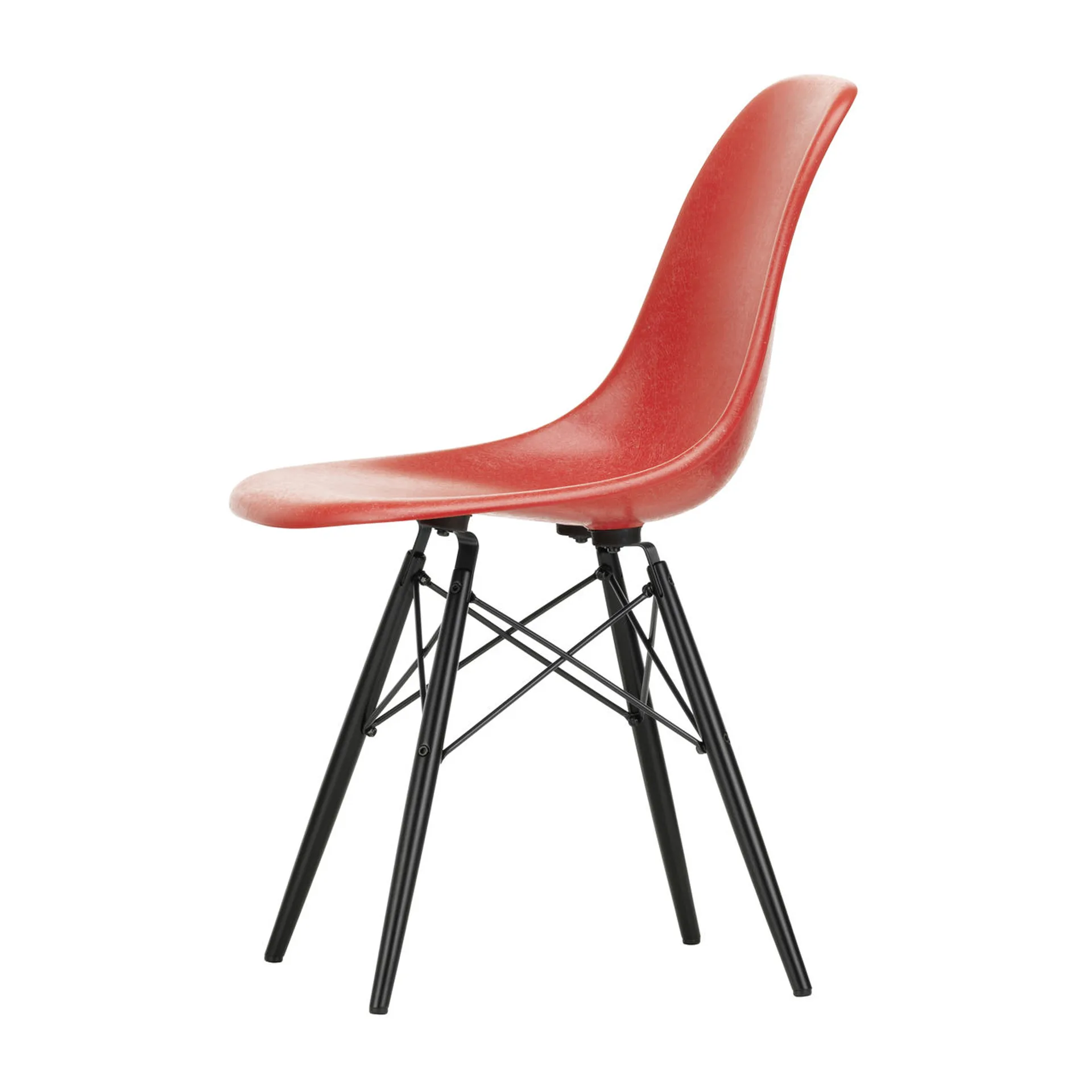 Eames Fiberglass Chairs DSW stol, Classic red-black maple Vitra