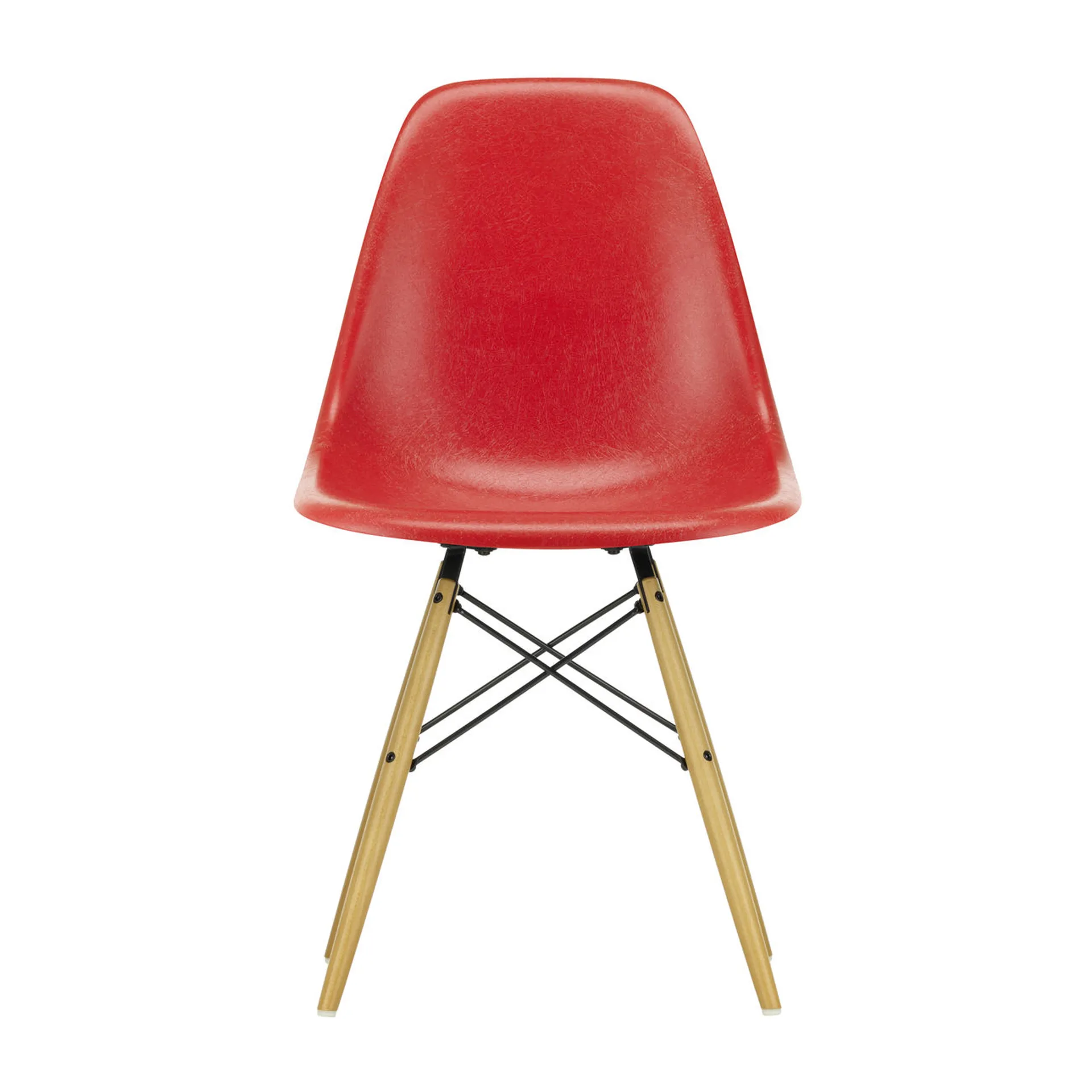 Eames Fiberglass Chairs DSW stol, classic red, lönnben Vitra