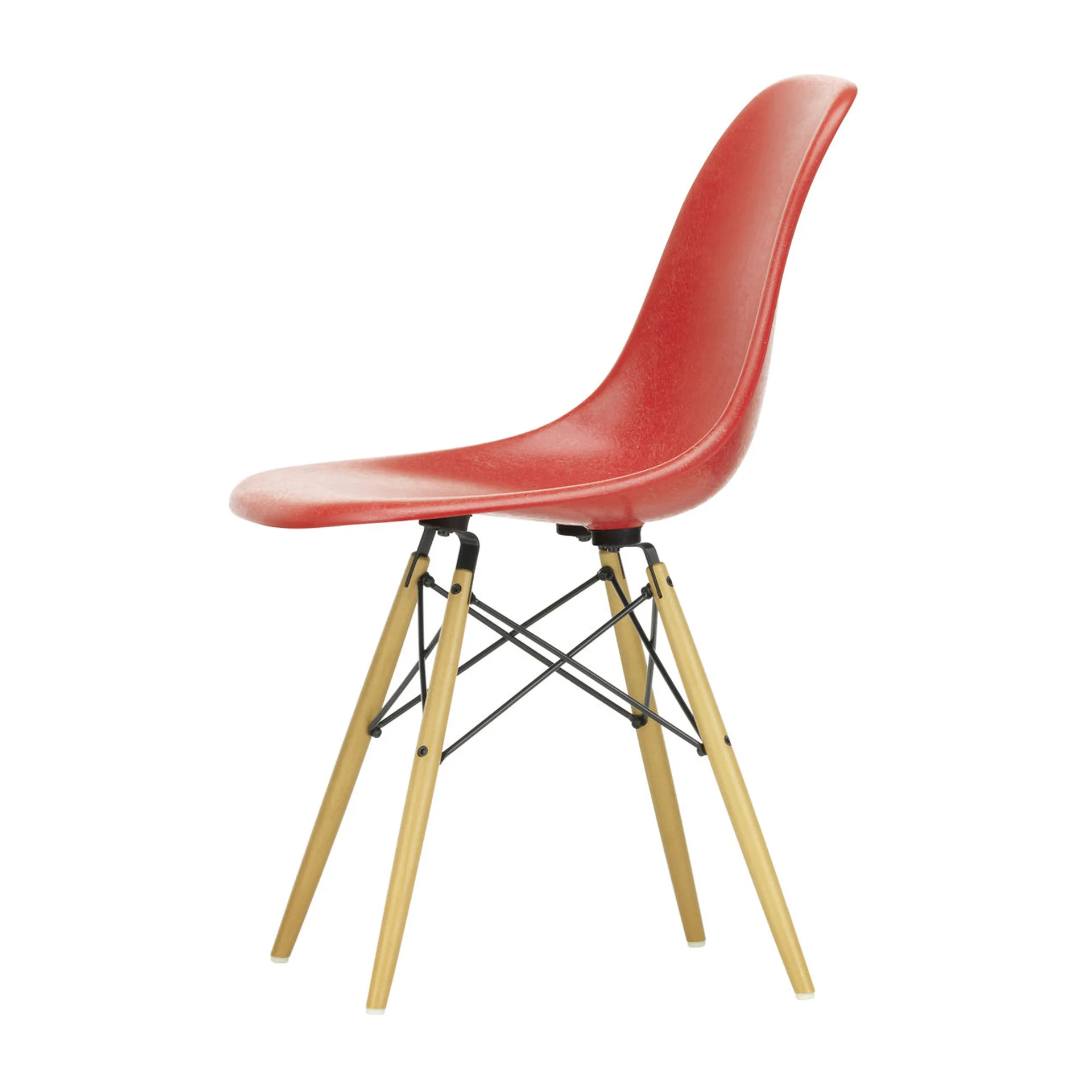 Eames Fiberglass Chairs DSW stol, classic red, lönnben Vitra