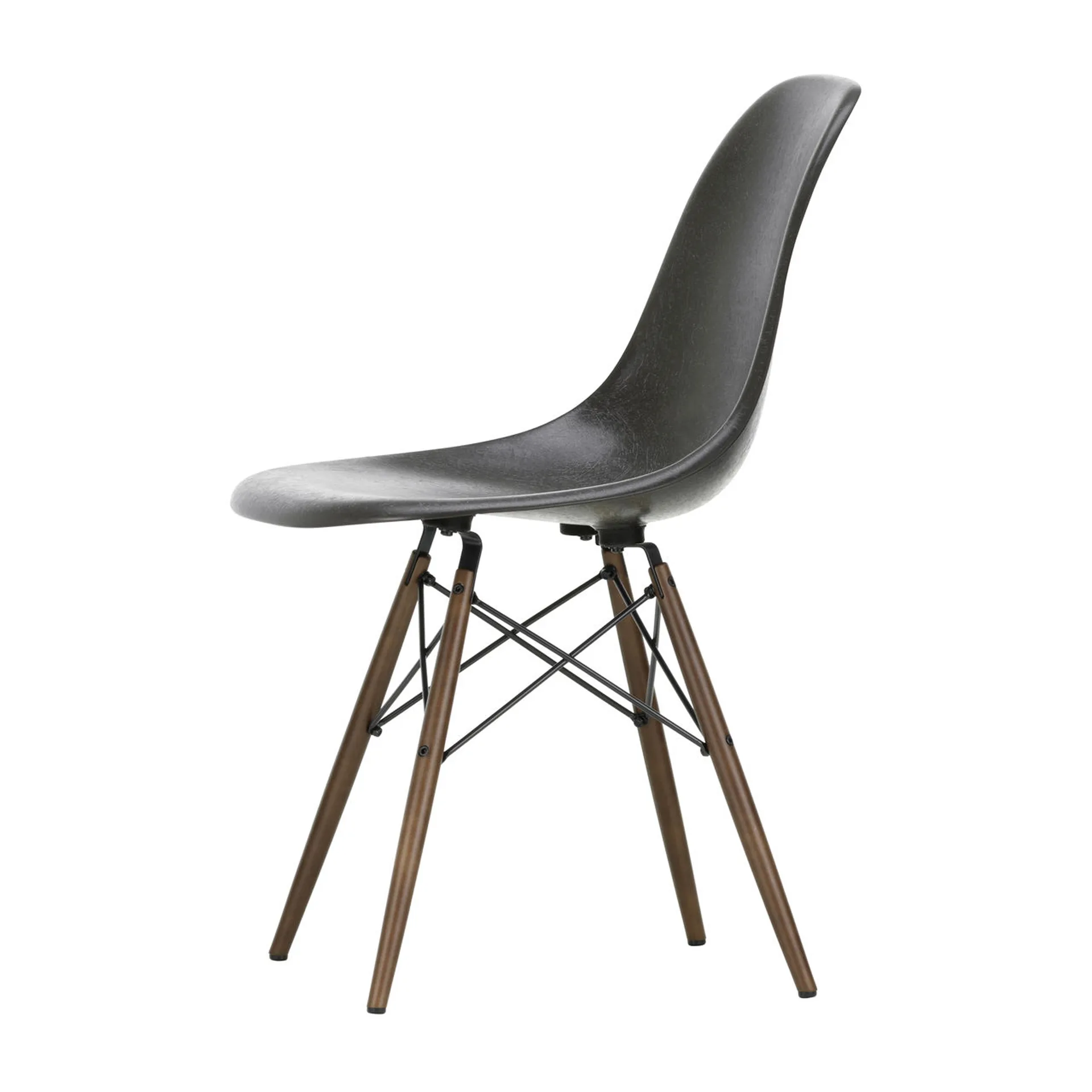 Eames Fiberglass Chairs DSW stol, Elephant grey-black maple Vitra