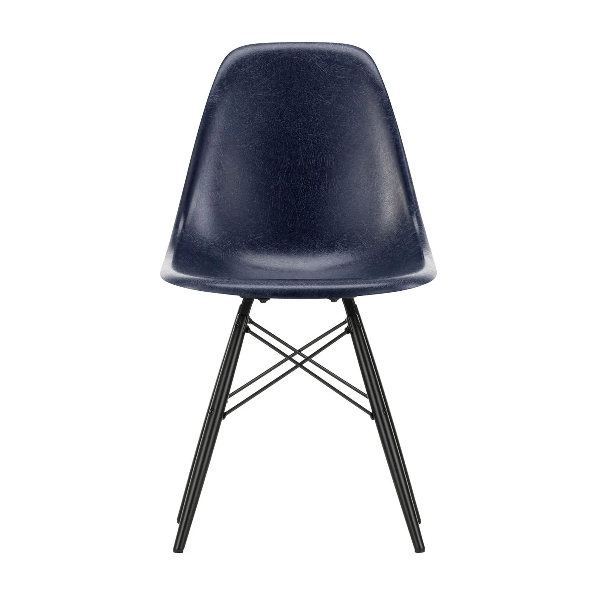 Eames Fiberglass Chairs DSW stol, Navy blue-svartbetsade lönnben Vitra