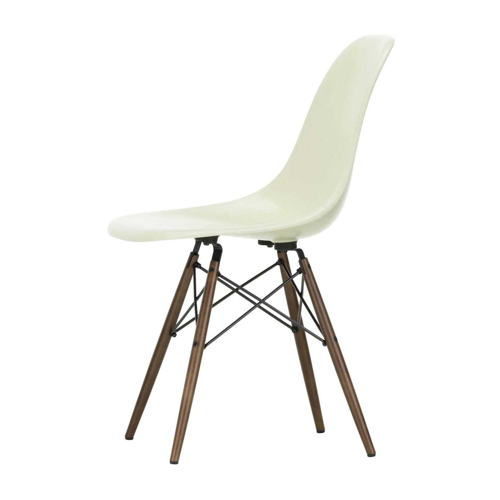 Eames Fiberglass Chairs DSW stol, parchment, brunbetsade lönnben Vitra
