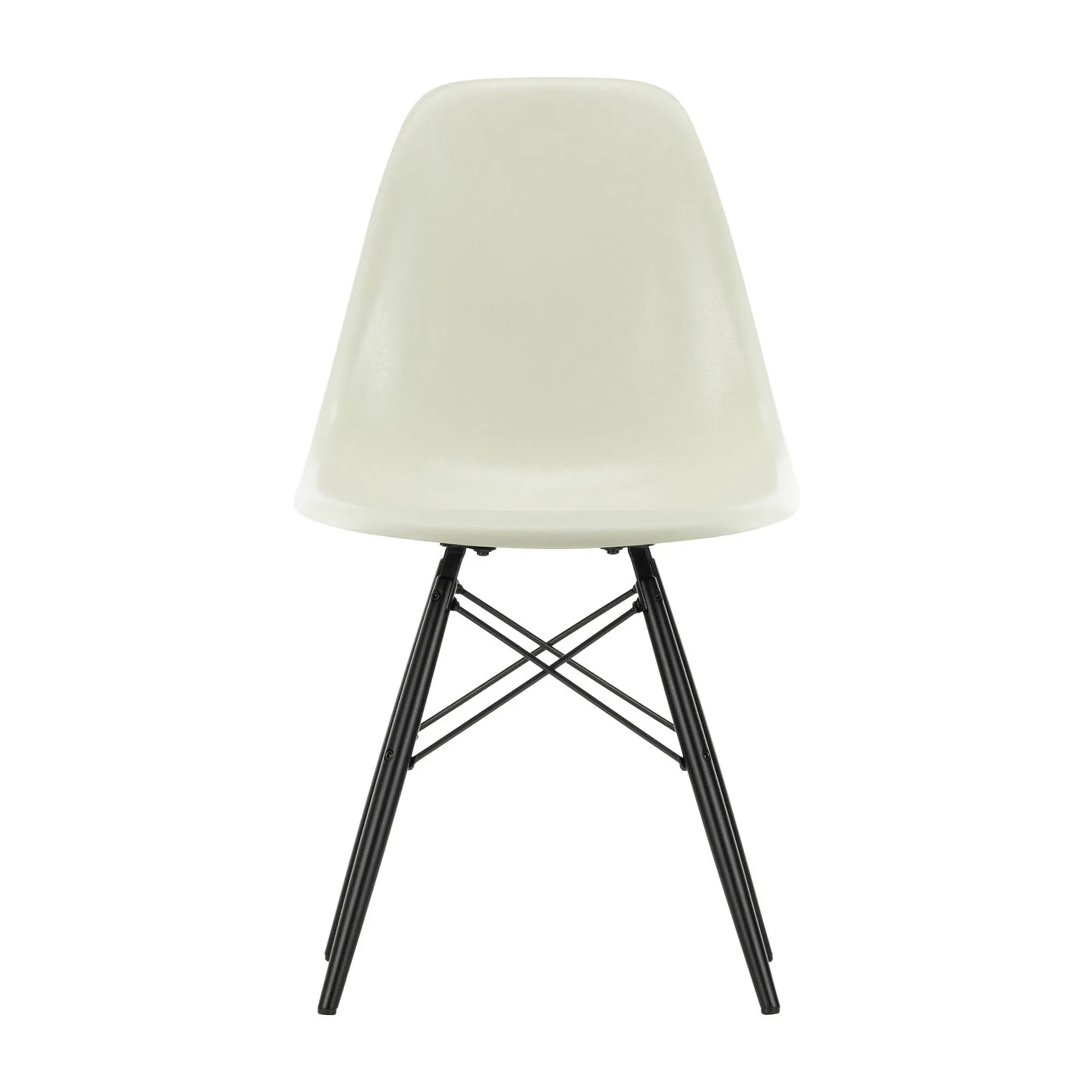Eames Fiberglass Chairs DSW stol, Parchment-svartbetsade lönnben Vitra
