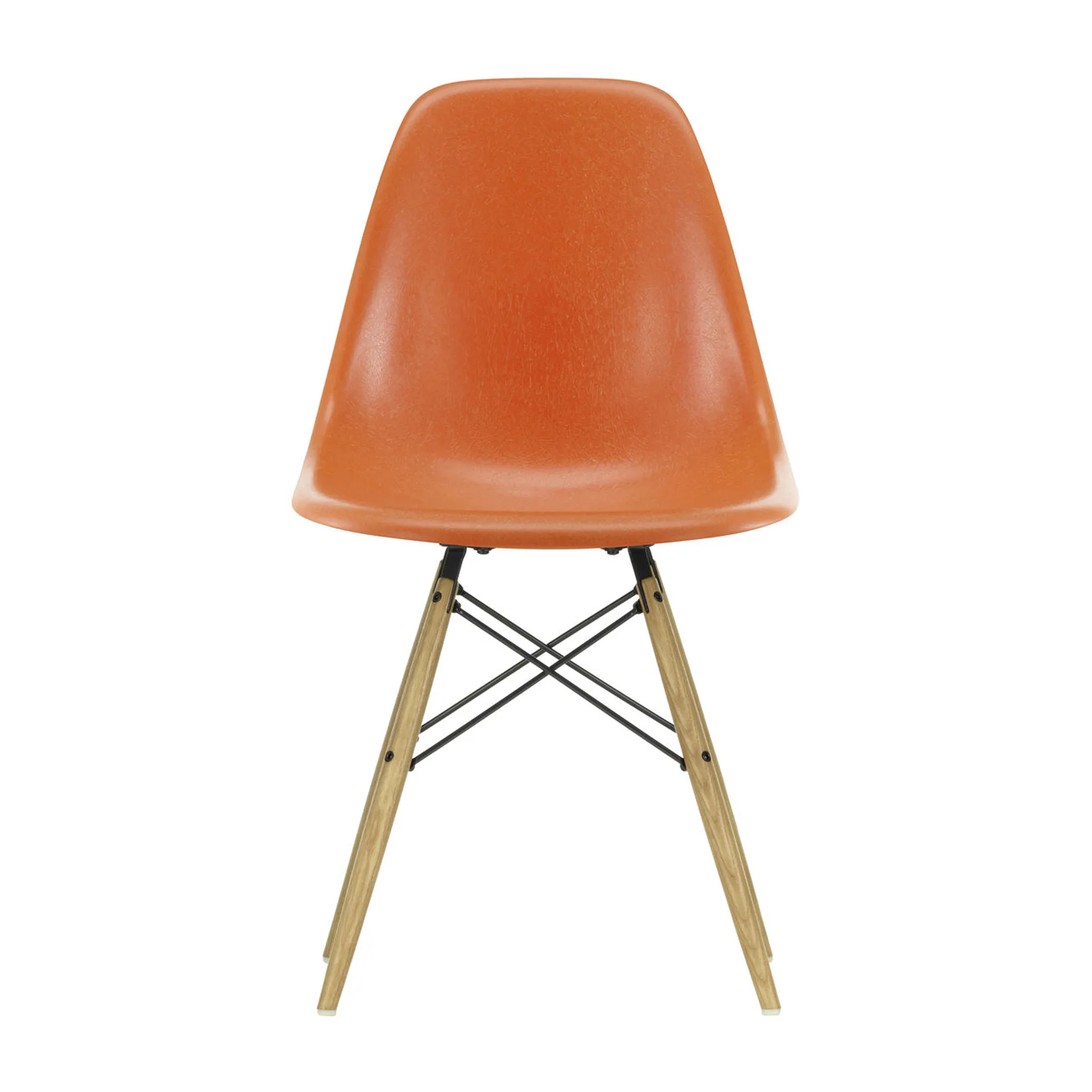 Eames Fiberglass Chairs DSW stol, red orange, askben Vitra