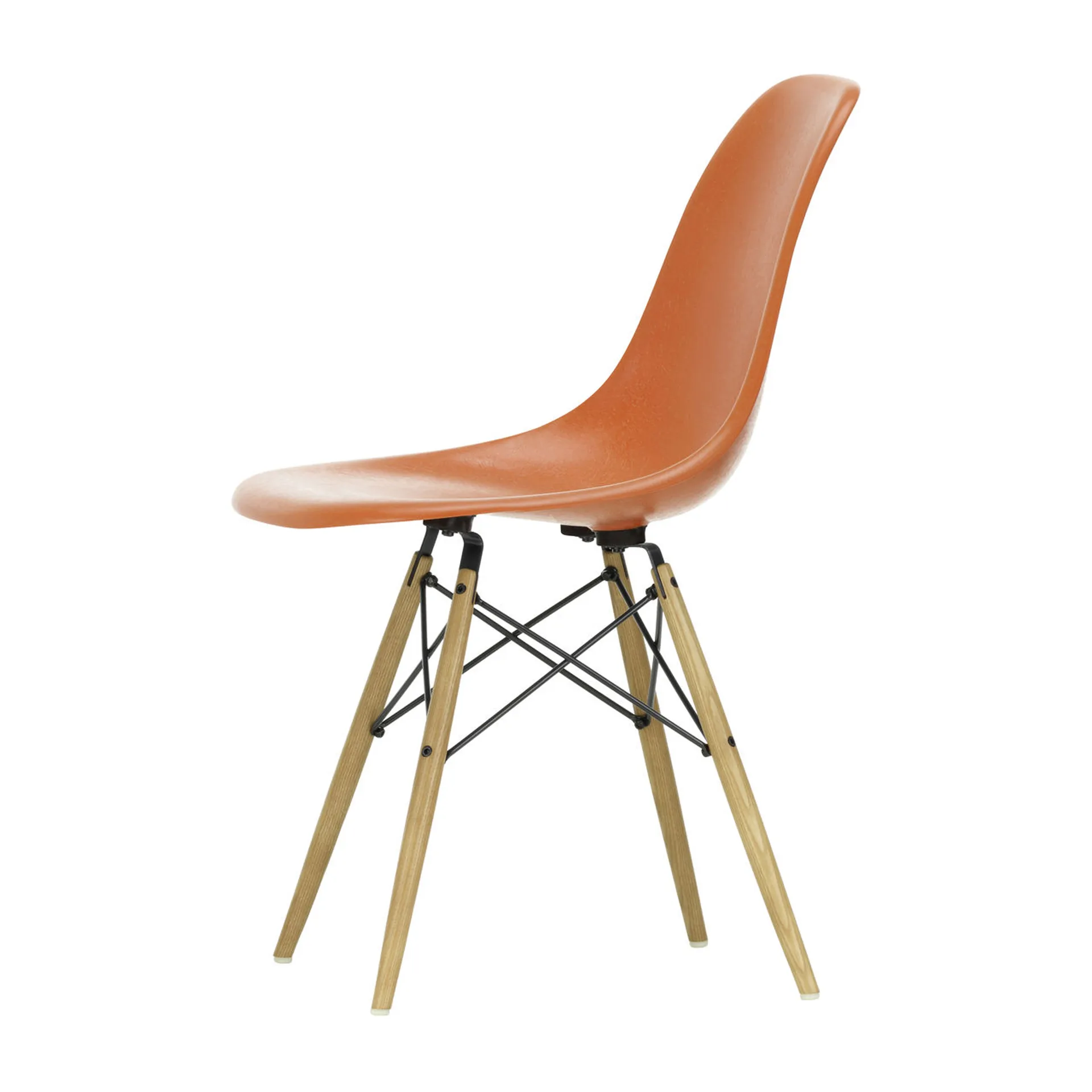 Eames Fiberglass Chairs DSW stol, red orange, askben Vitra